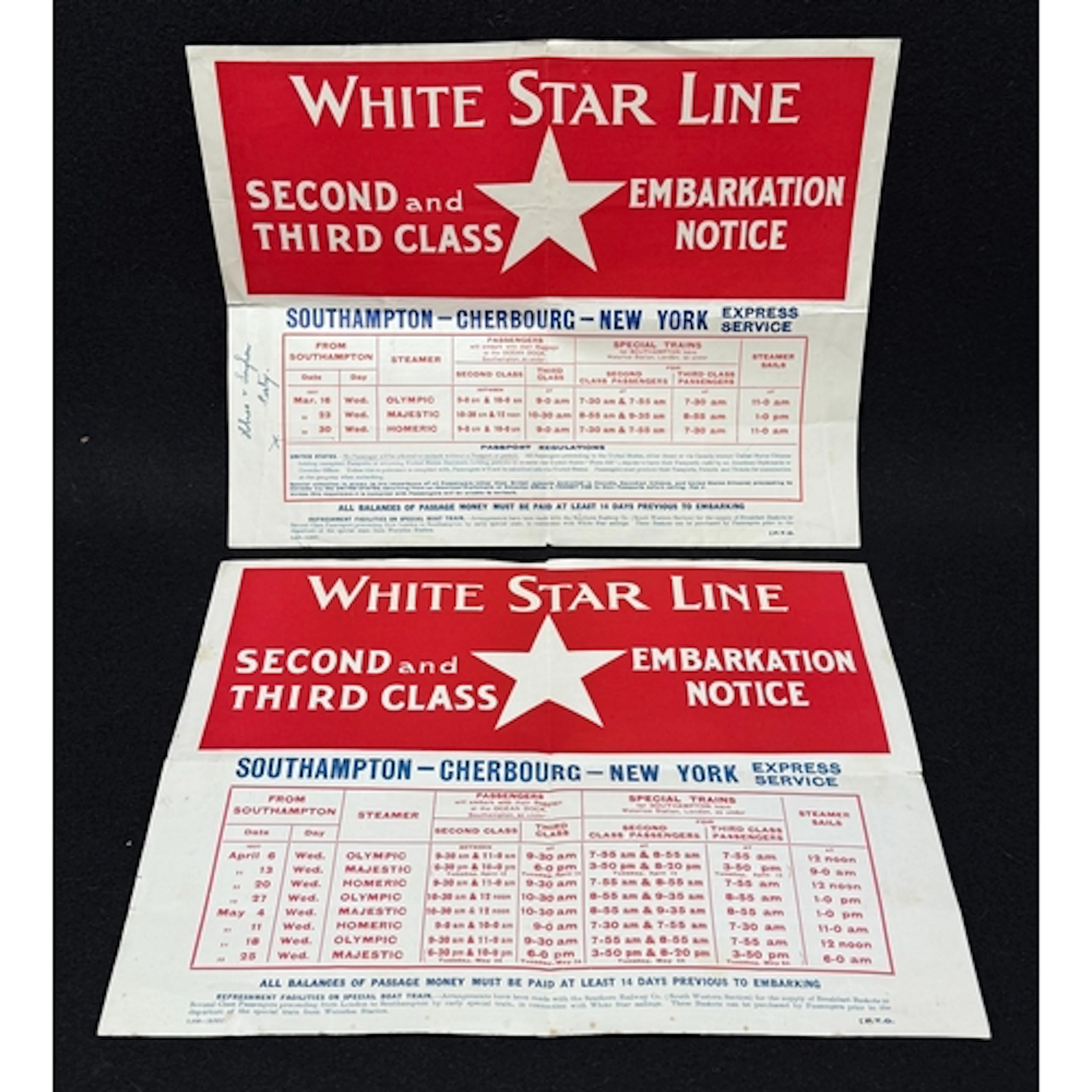White Star Line: White Star Line: Unusual Second and Third-...