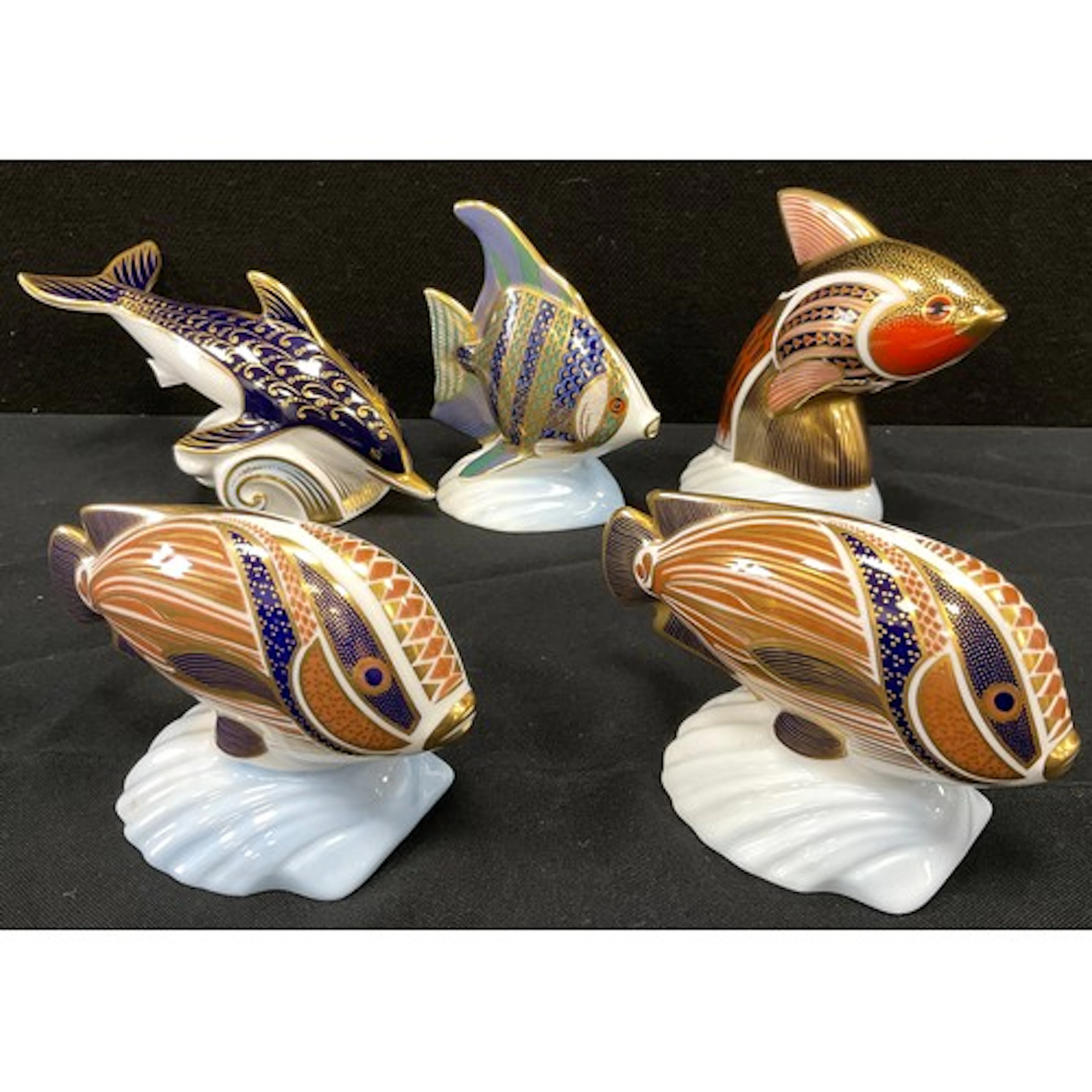 Royal Crown Derby paperweights - Dolphin, Tropical Fish Swee...