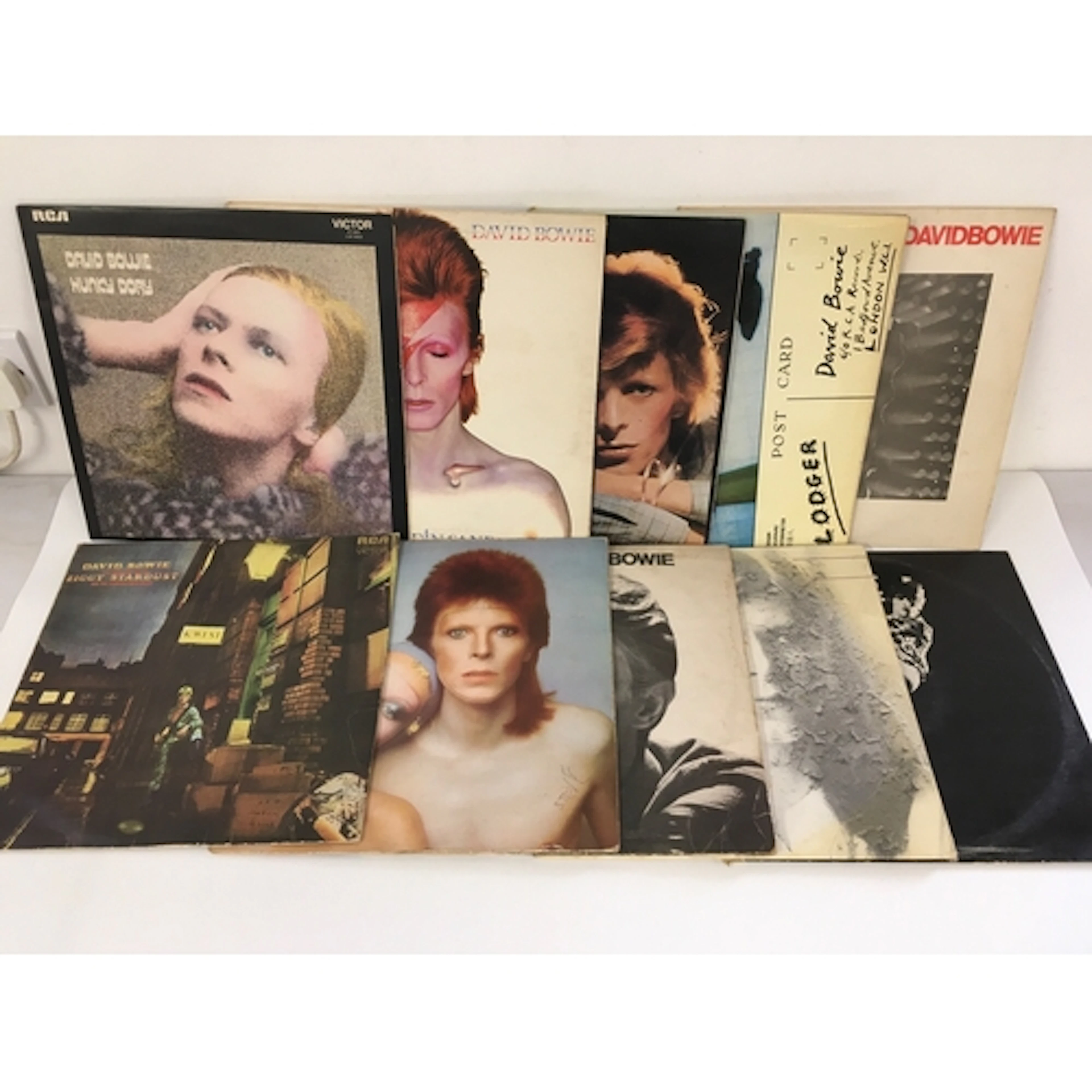 Ten David Bowie LPs comprising Hunky Dory, Ziggy Stardust, S...