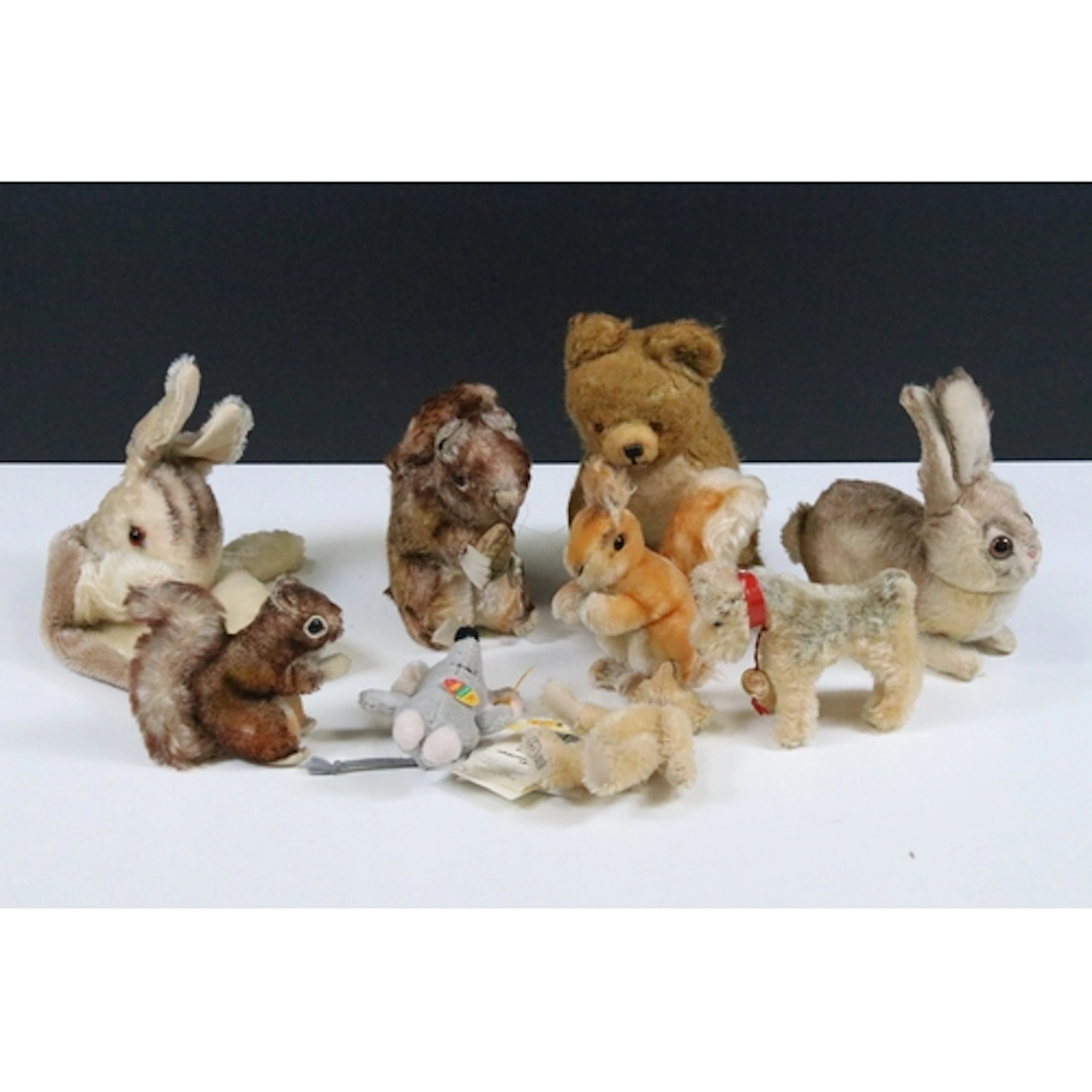 Collection of nine teddy bears to include Steiff, Merrythoug...