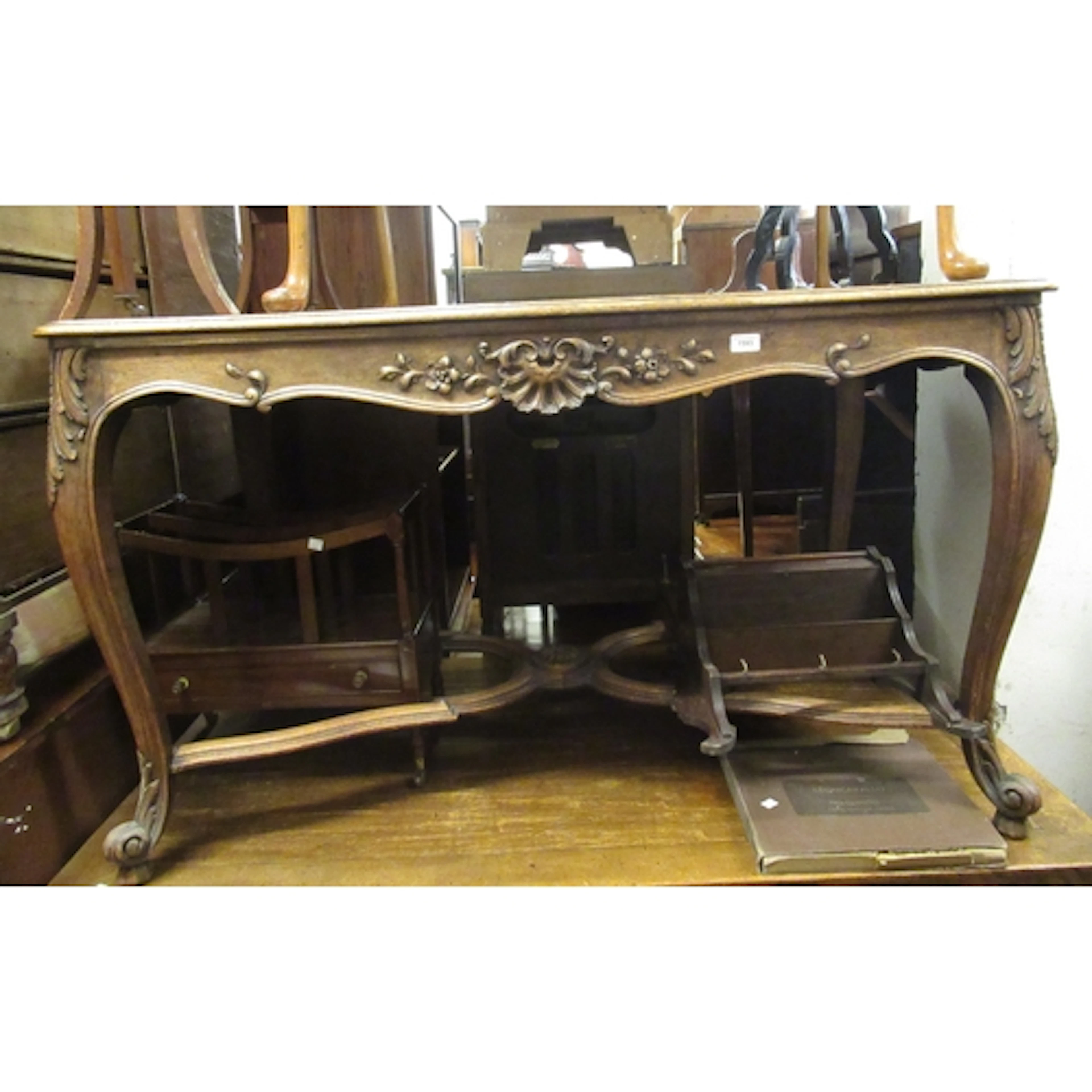 19th Century French oak centre table, with carved frieze and...