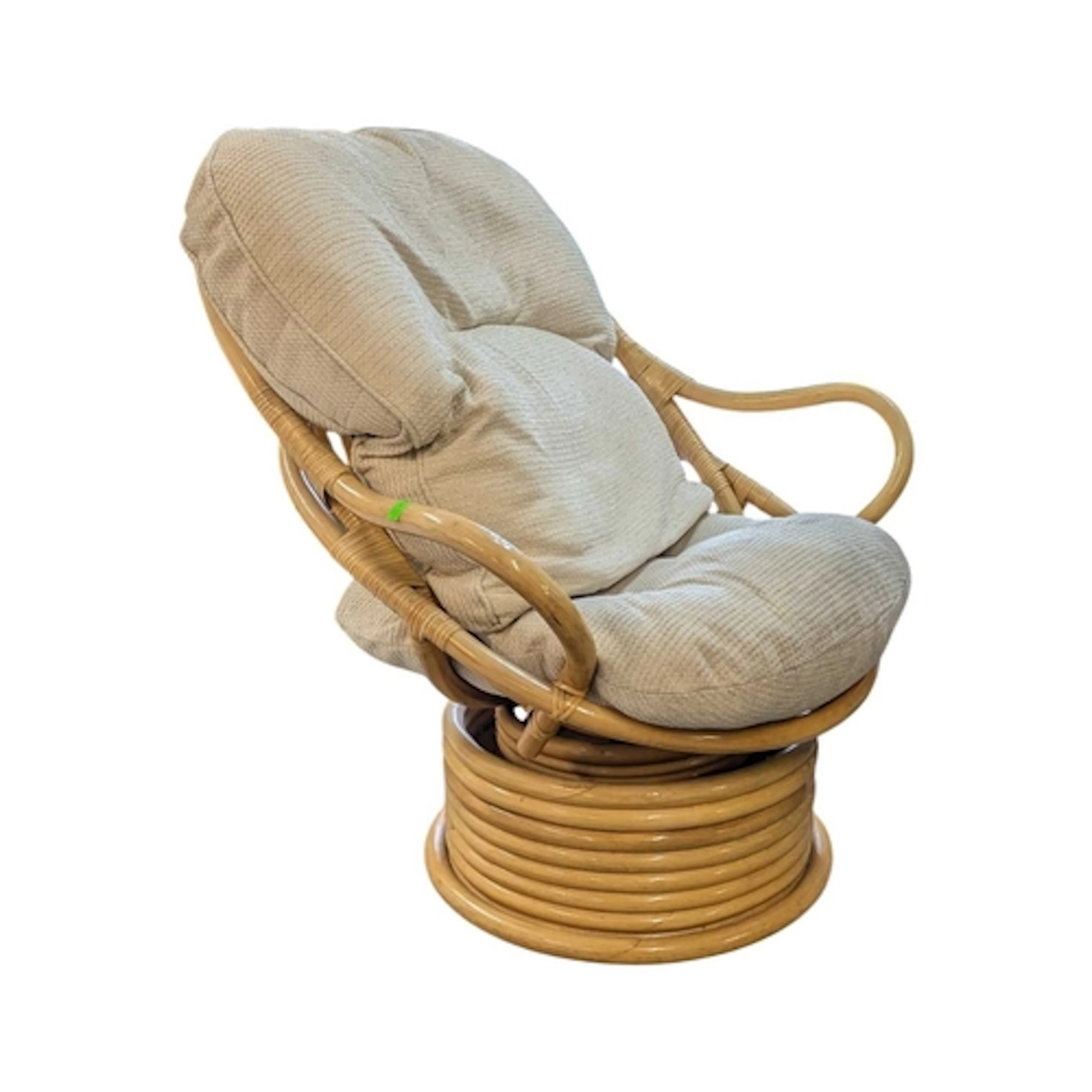 A retro 20th Century bamboo and wicker / cane swivel armchai...