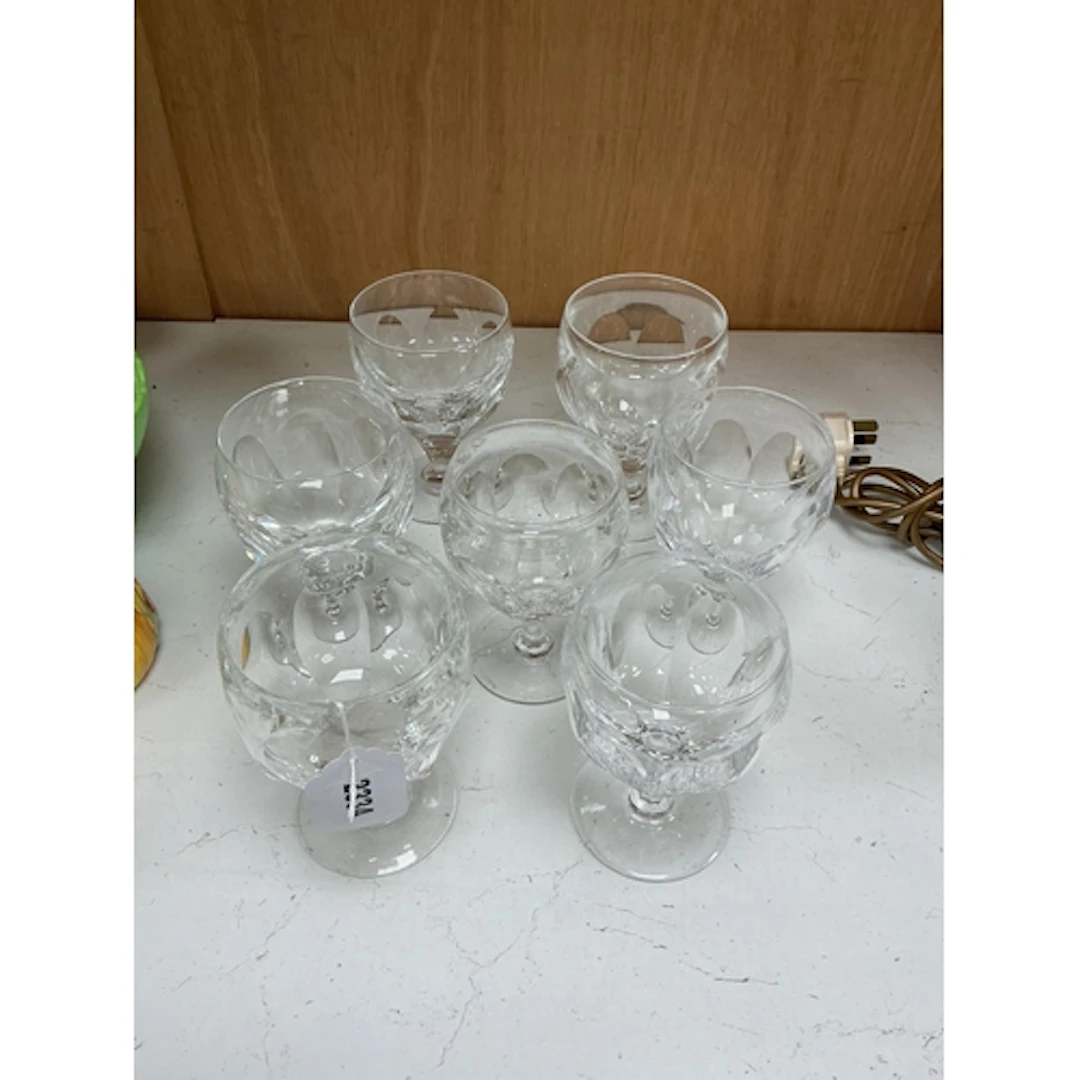 Seven Webb crystal glass rummers, 14cm high