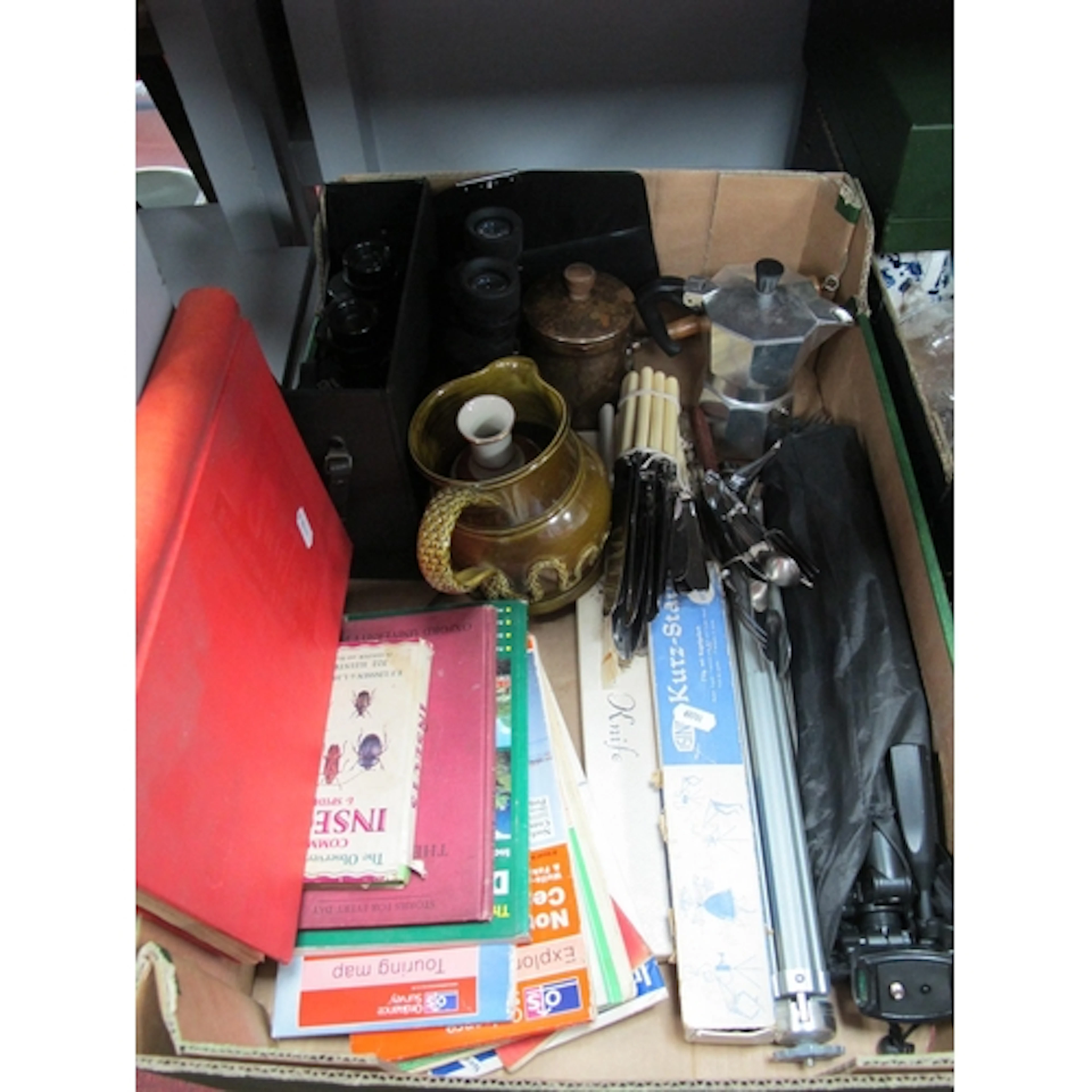 Collectibles, including three vintage tripods with boxed Ger...