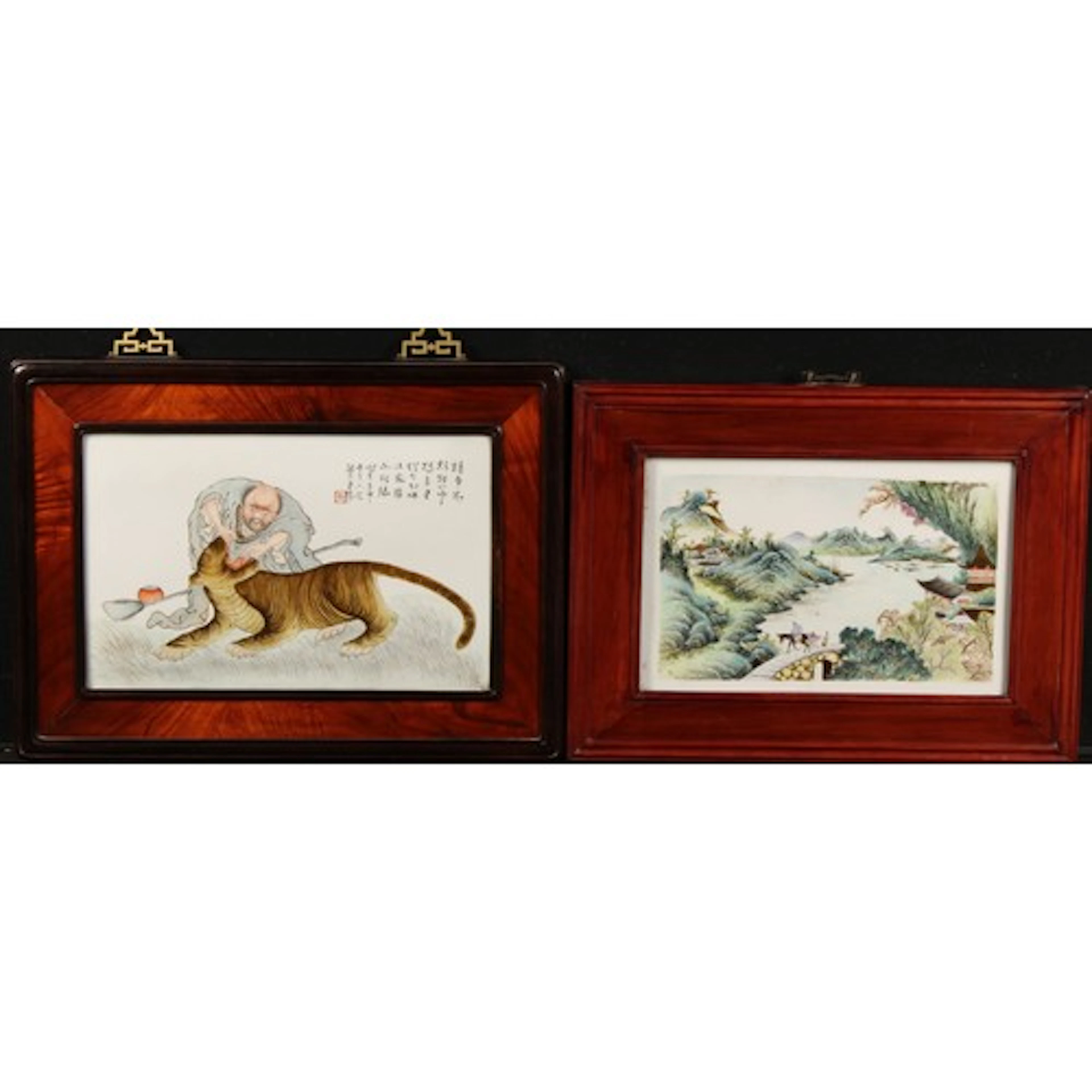 A Chinese porcelain rectangular plaque, decorated in polychr...