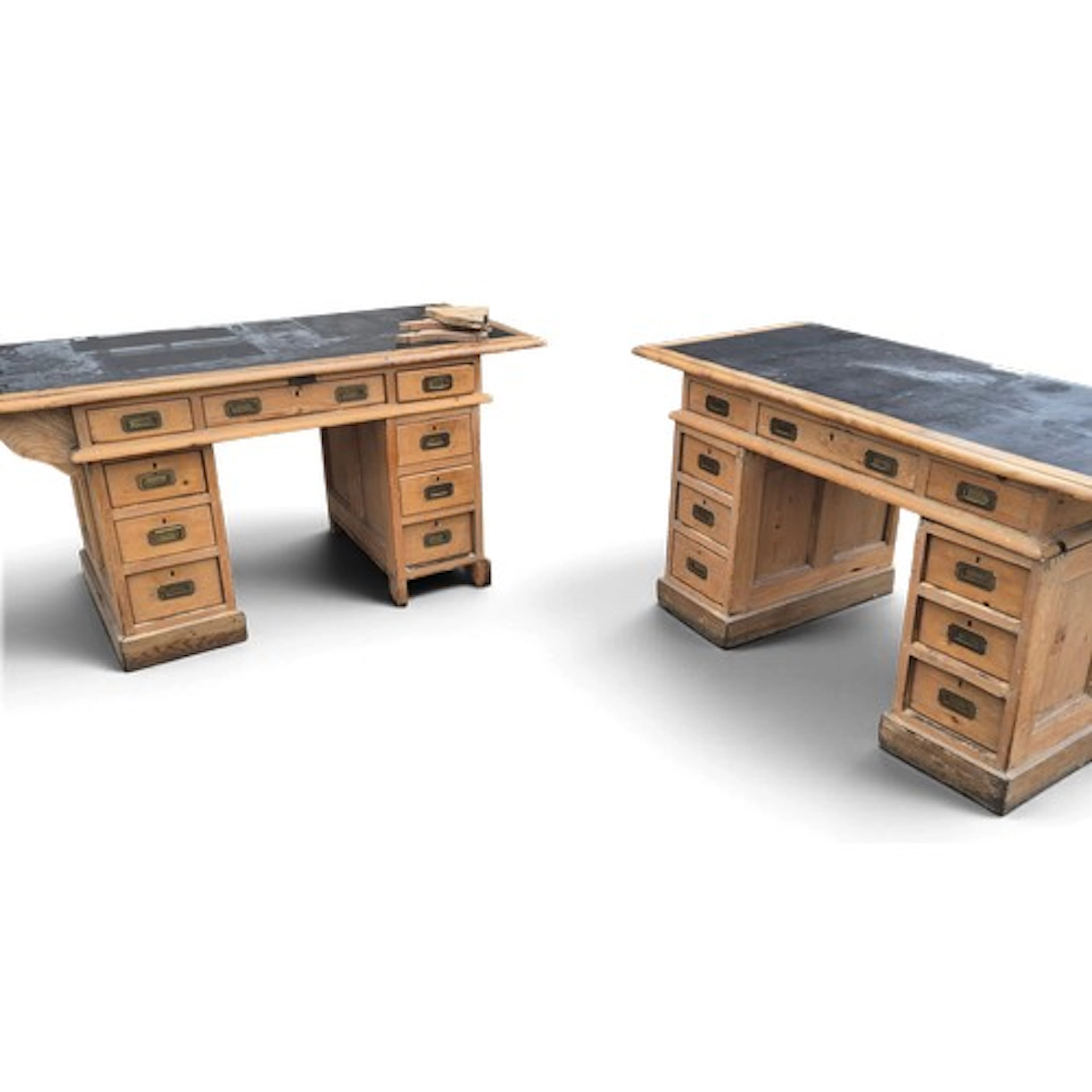 A pair of pine railway desks from the York Station Masters O...