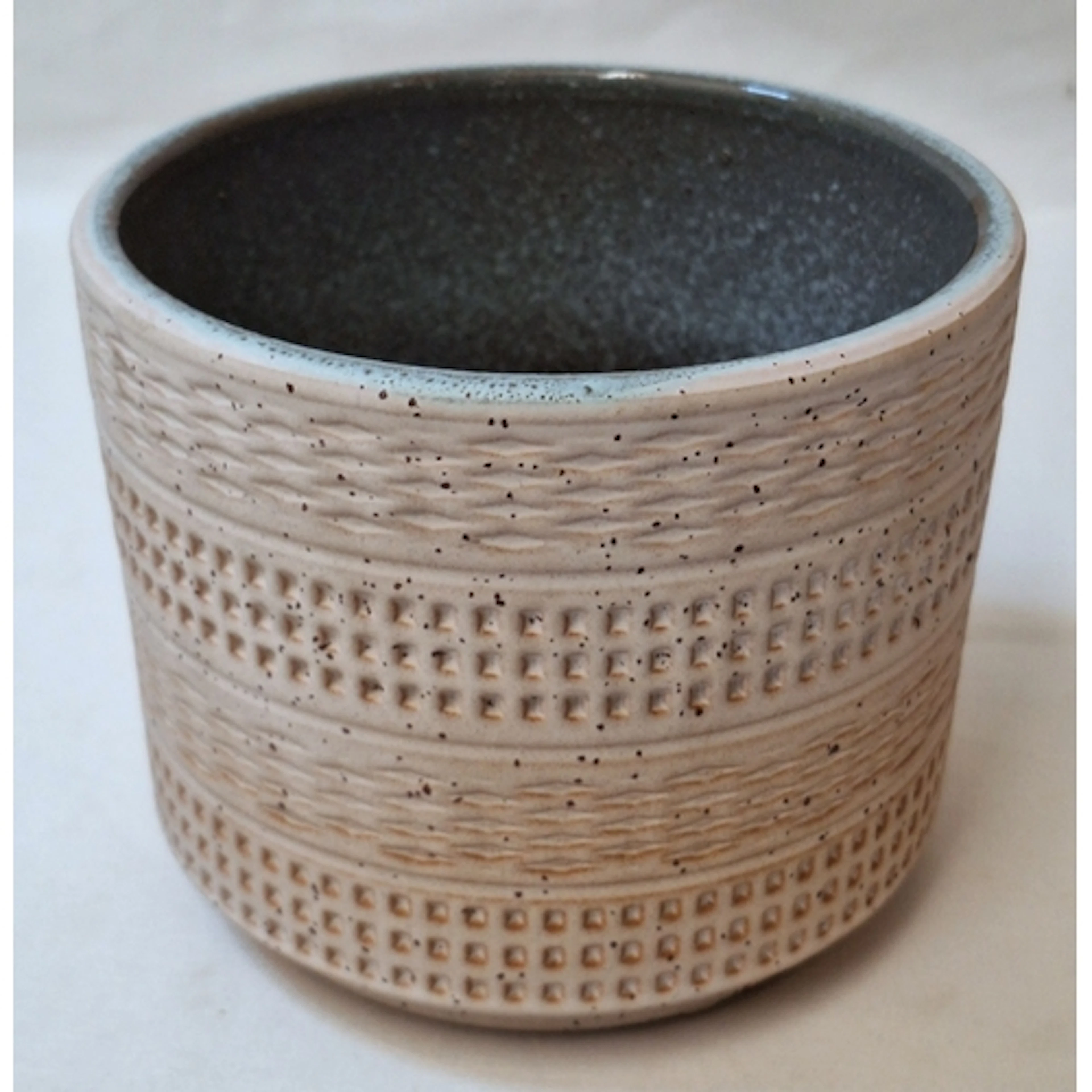 Contemporary Plant Pot with incised Bitossi style design, ma...