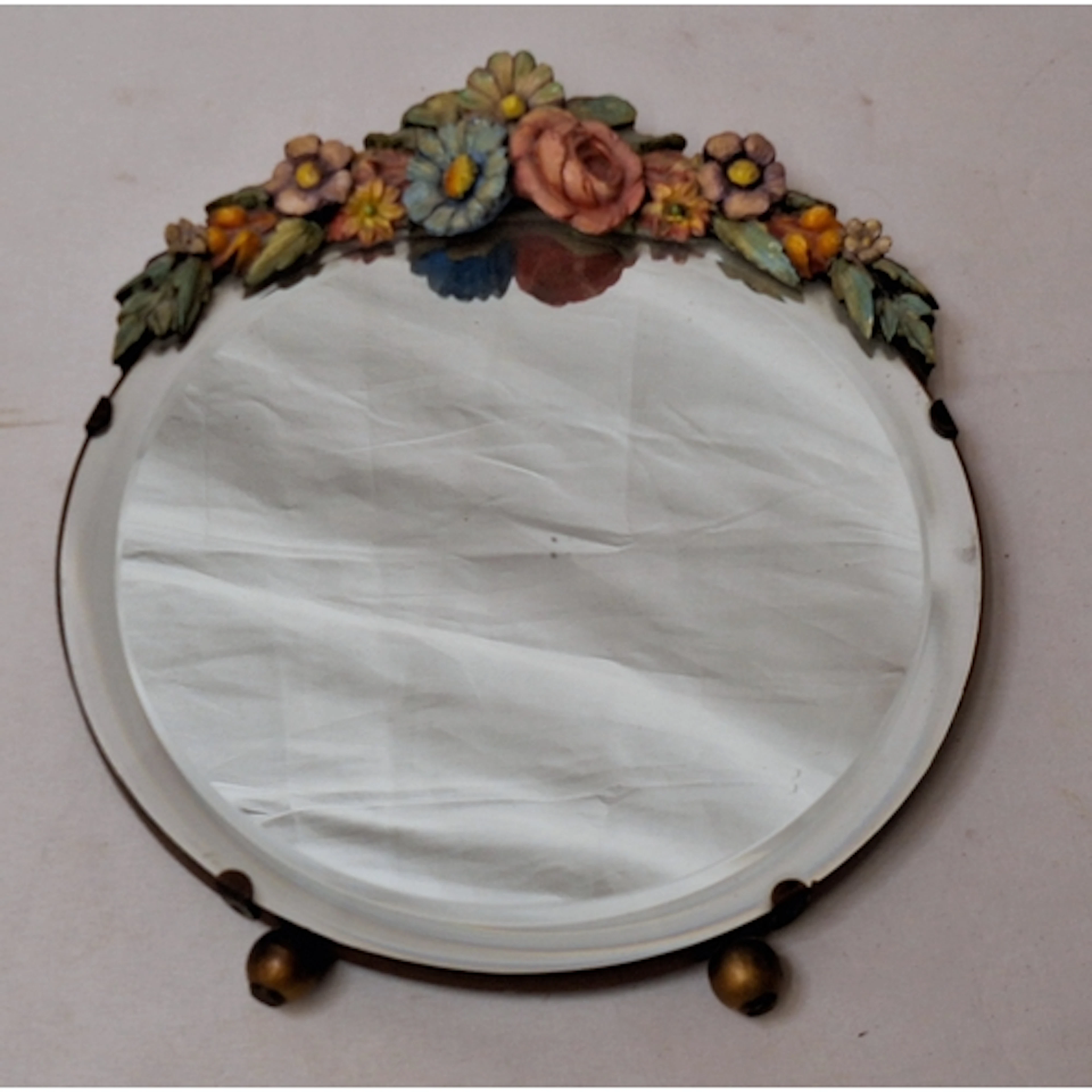 Vintage Barbola Freestanding Mirror approx. 28.5cm L