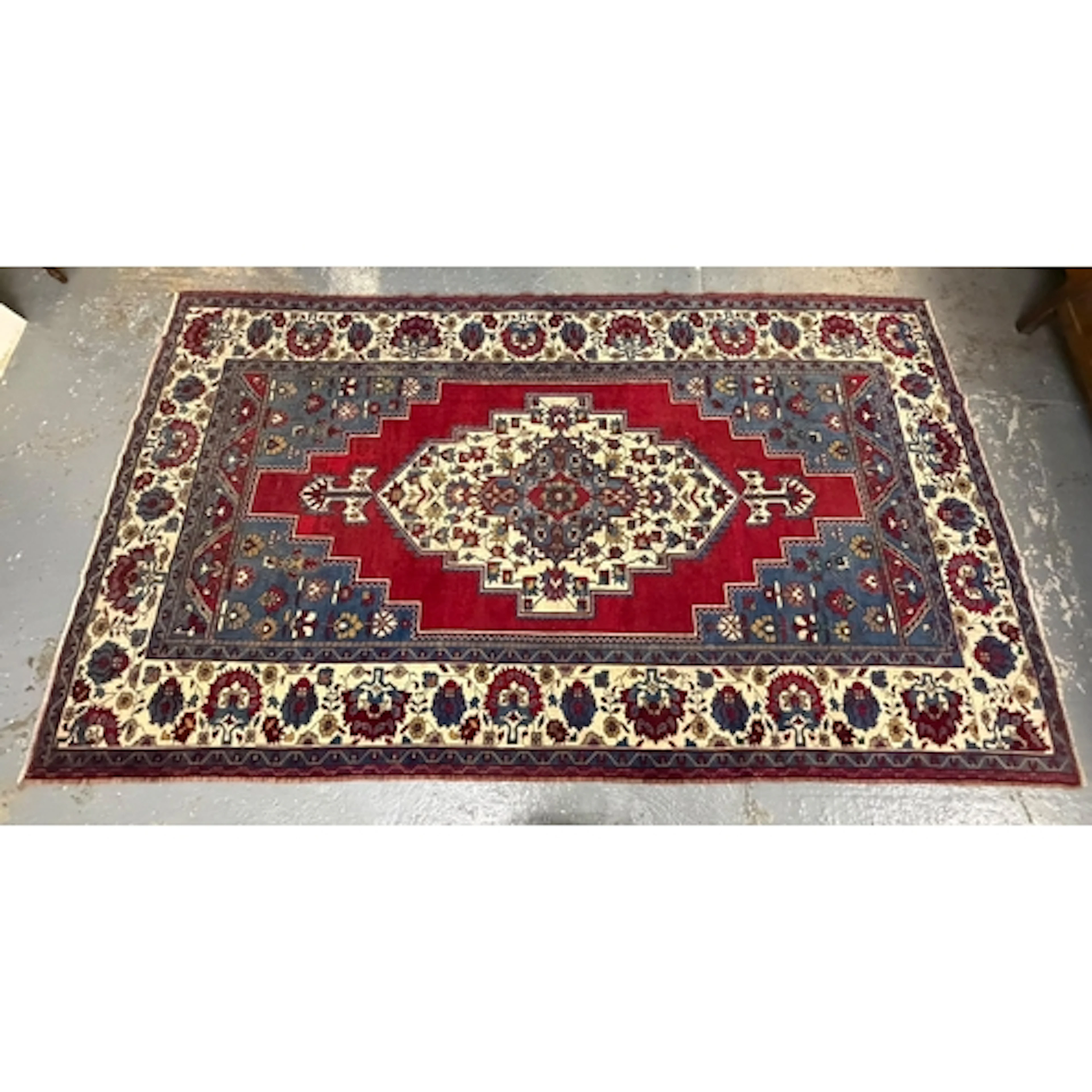 Large Kazak hand knotted wool rug with traditional Caucasian...