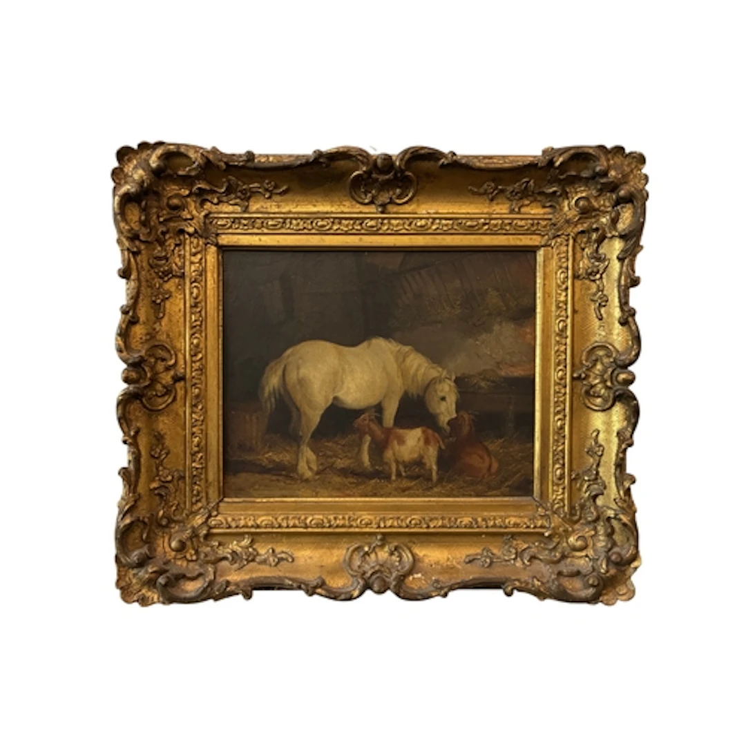 William Shayer Jnr. (1812-1892) – stable scene with horse an...
