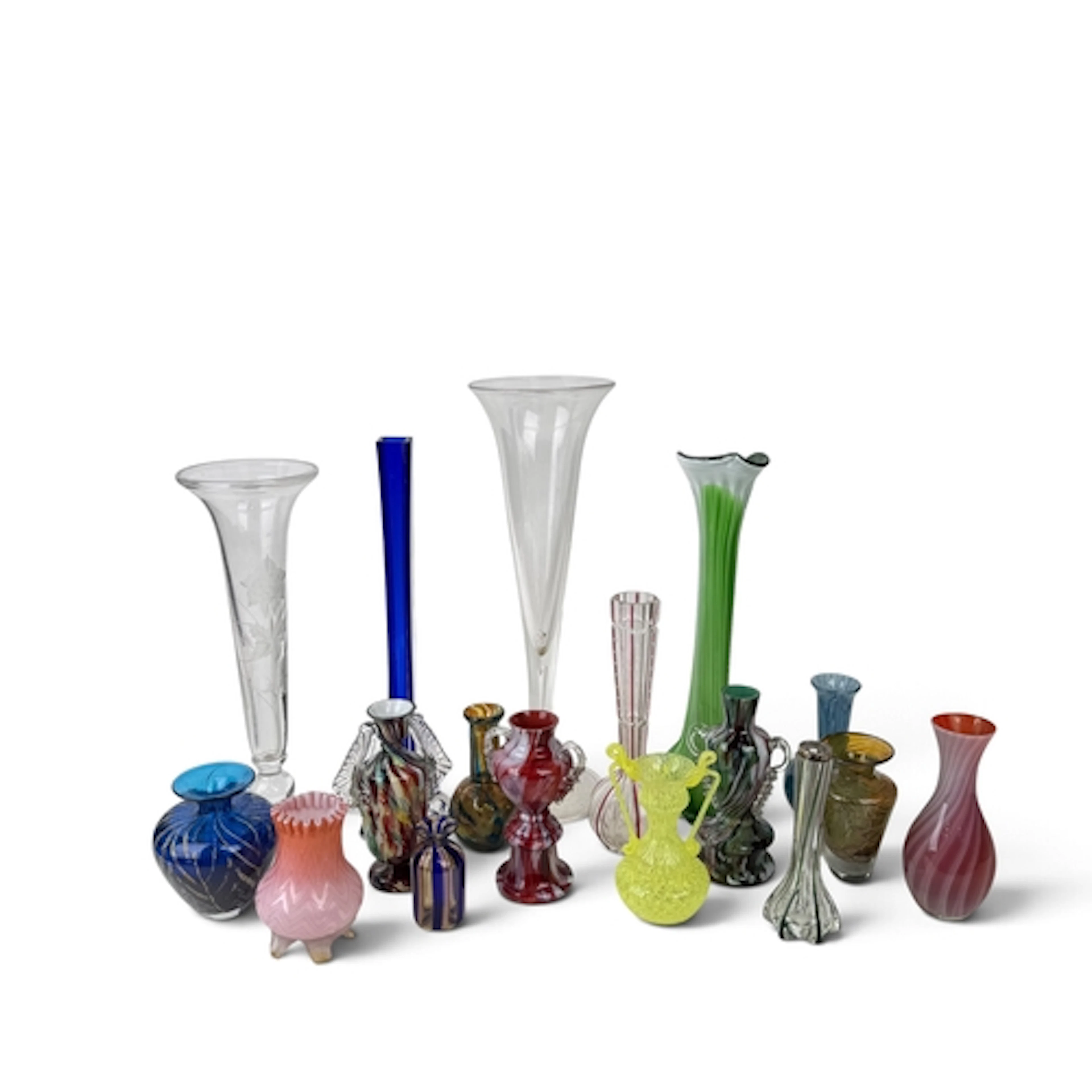 A GROUP OF MID-CENTURY AND LATER ART GLASS And Bohemian glas...
