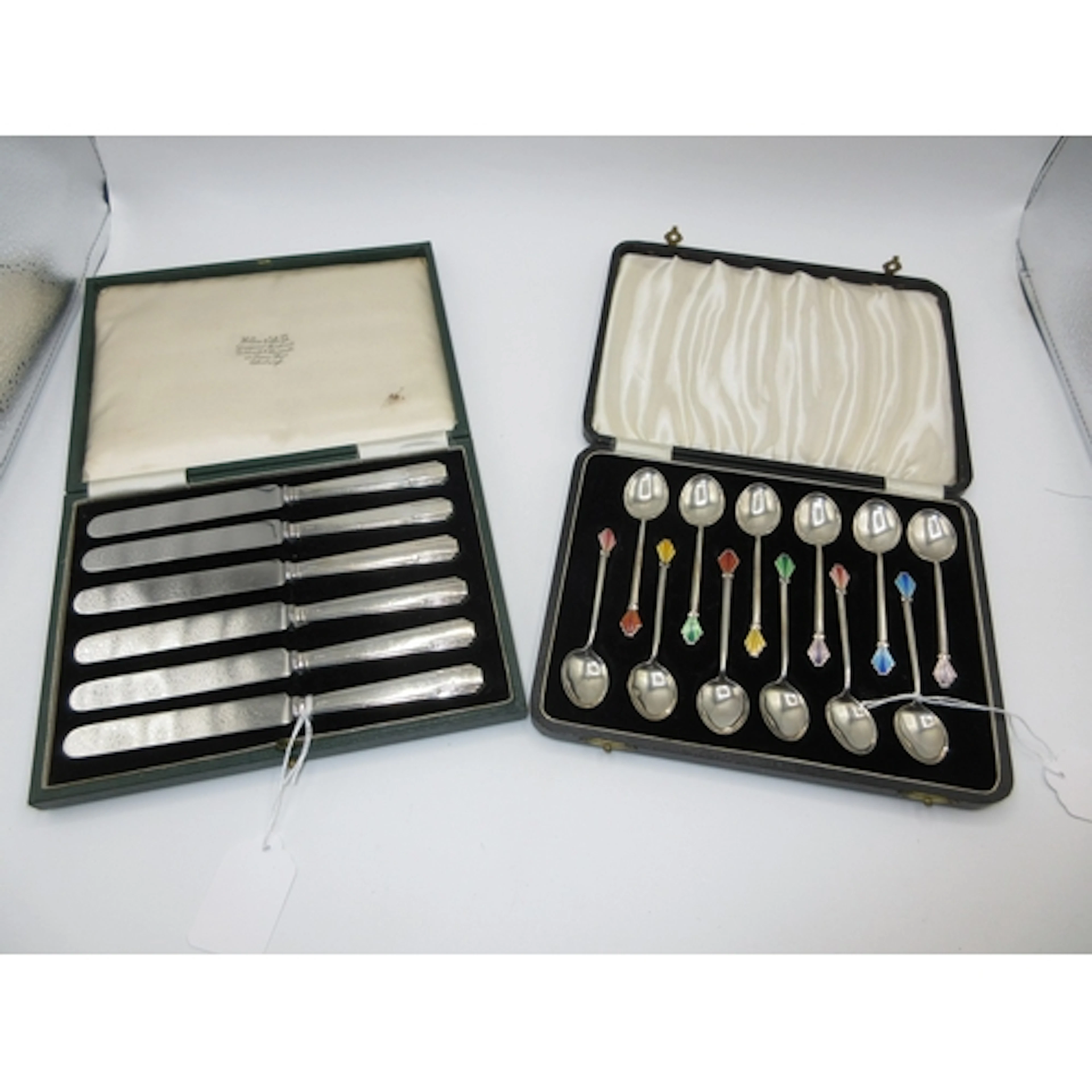 Liberty & Co Twelve Silver and Enamel Teaspoons with Art Dec...