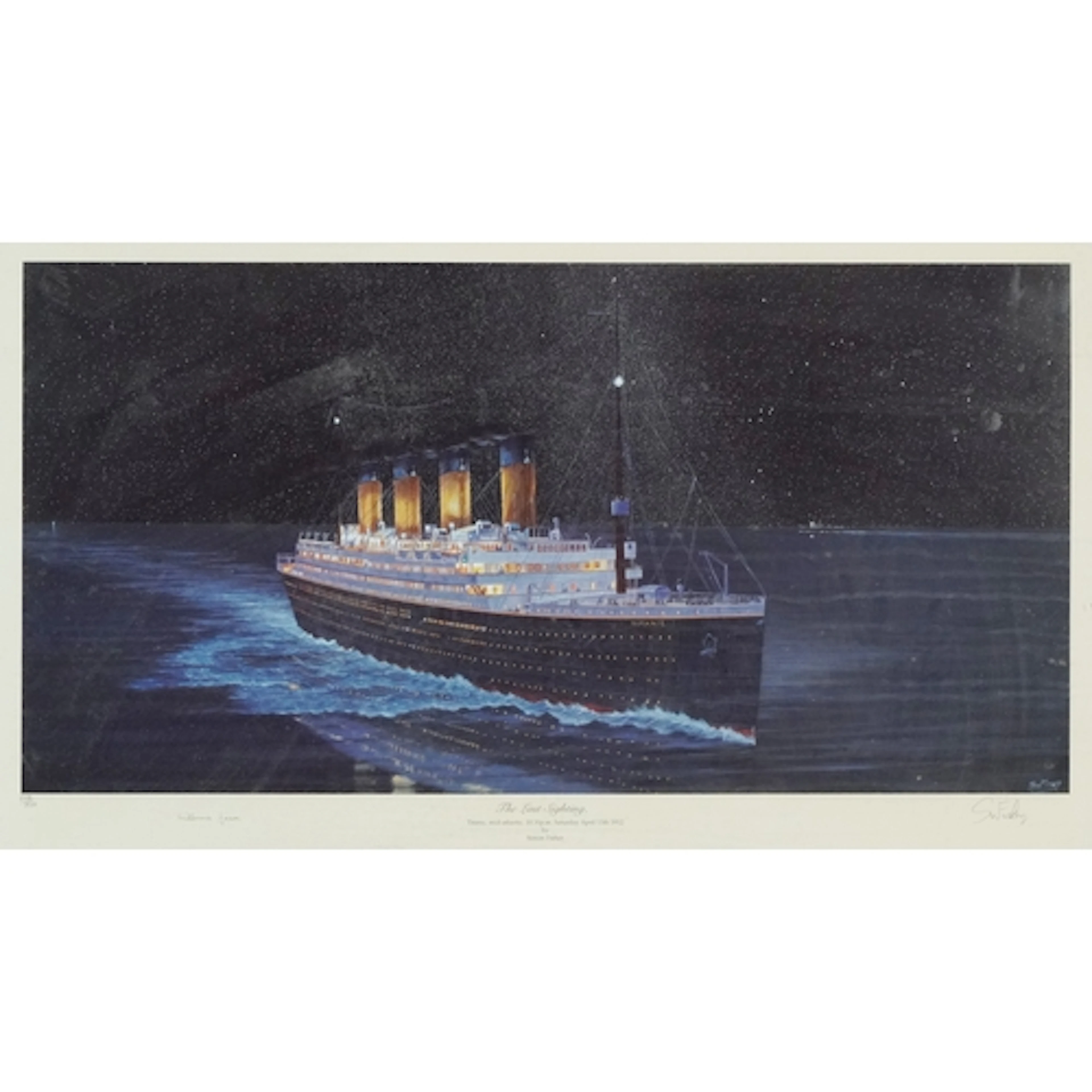 S W Fisher - Titanic The Last Sighting, pencil signed by S W...
