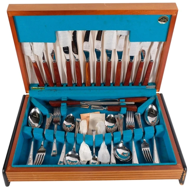 A cased set James Ryals & Co Ltd stainless steel cutlery, in...