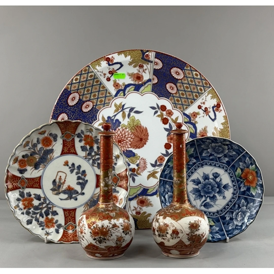 Asian Art: a modern Japanese Imari pattern charger, 37cm; an...