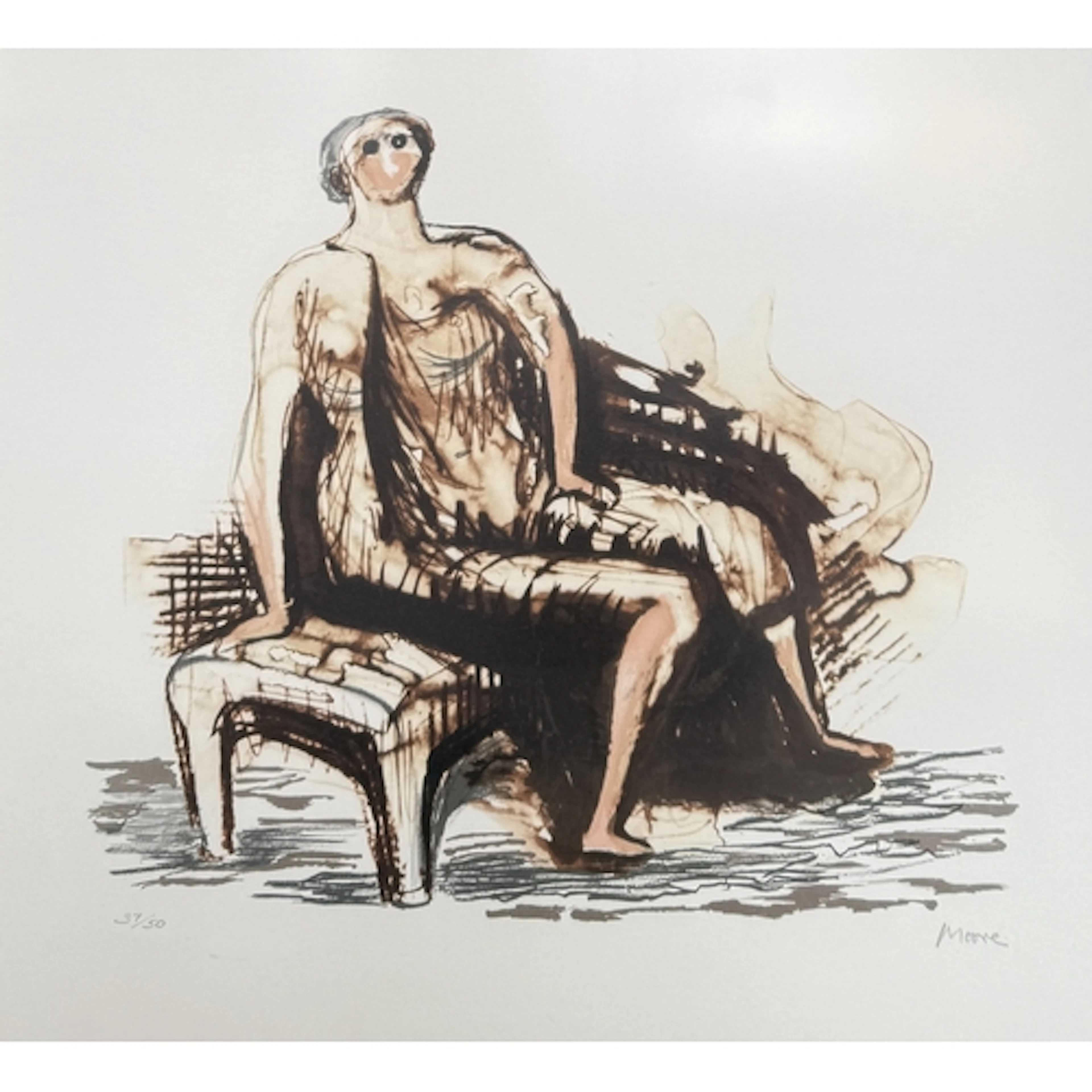 HENRY MOORE (BRITISH, 1898-1986): SEATED FIGURE, 1980 Signed...