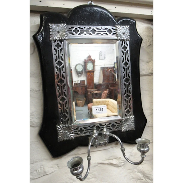 Early 20th Century ebonised and metal mounted mirror backed ...