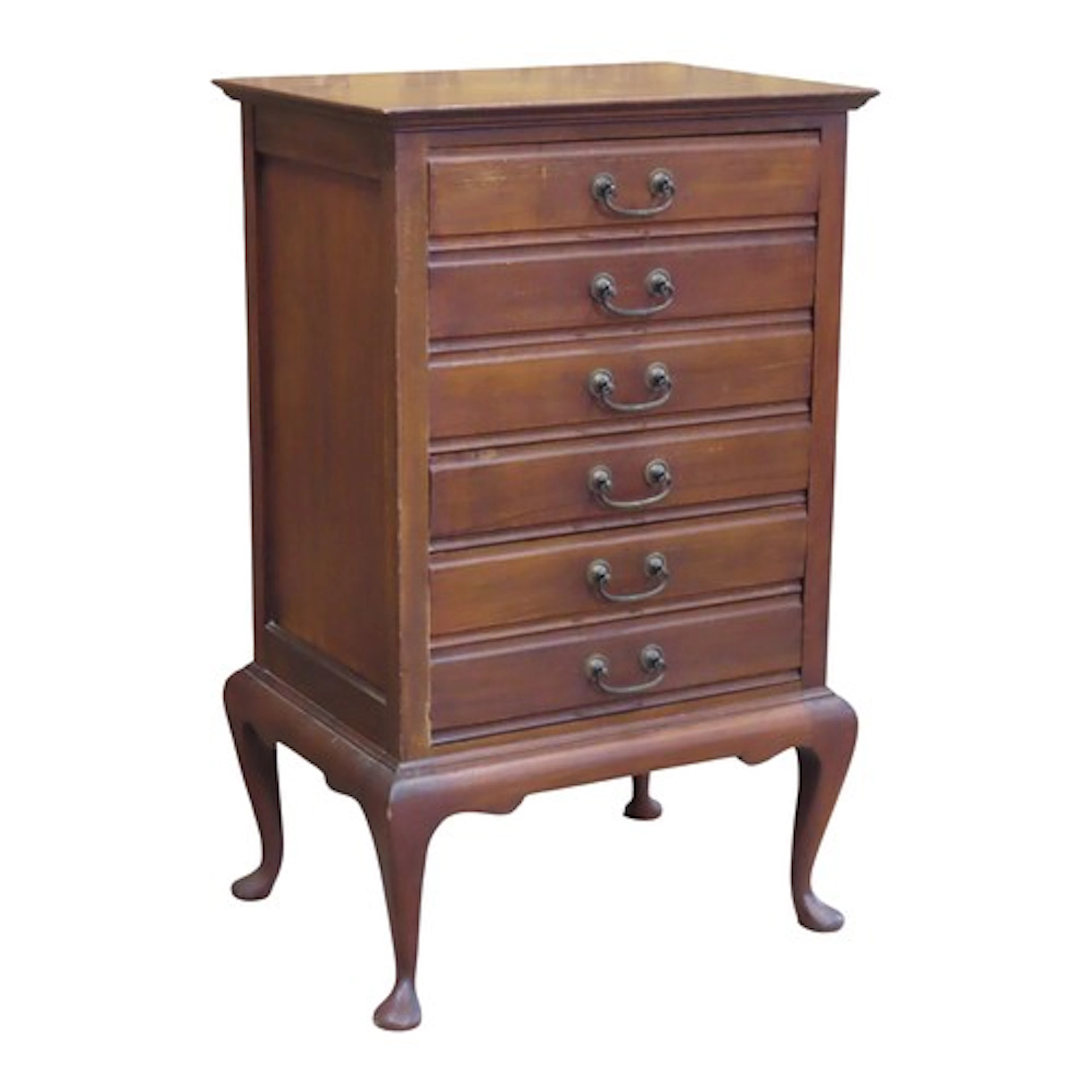 An Edwardian mahogany six drawer sheet music cabinet with St...