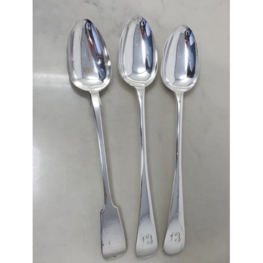 A pair of plated large Basting Spoons old english pattern en...