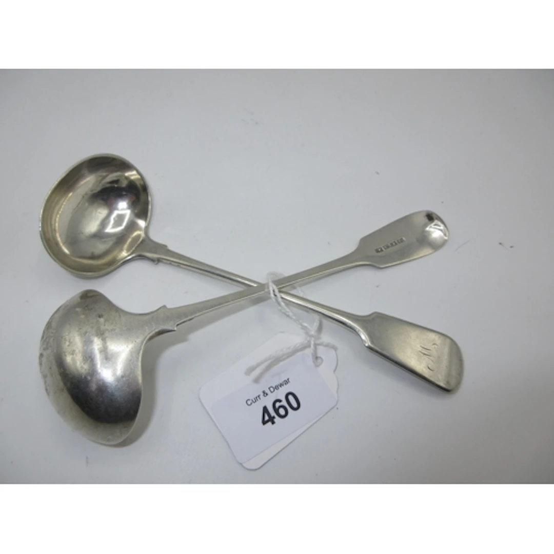 Pair of Scottish Provincial Silver Sauce Ladles by George Bo...