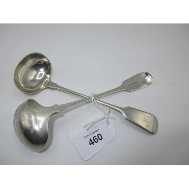 Pair of Scottish Provincial Silver Sauce Ladles by George Bo...