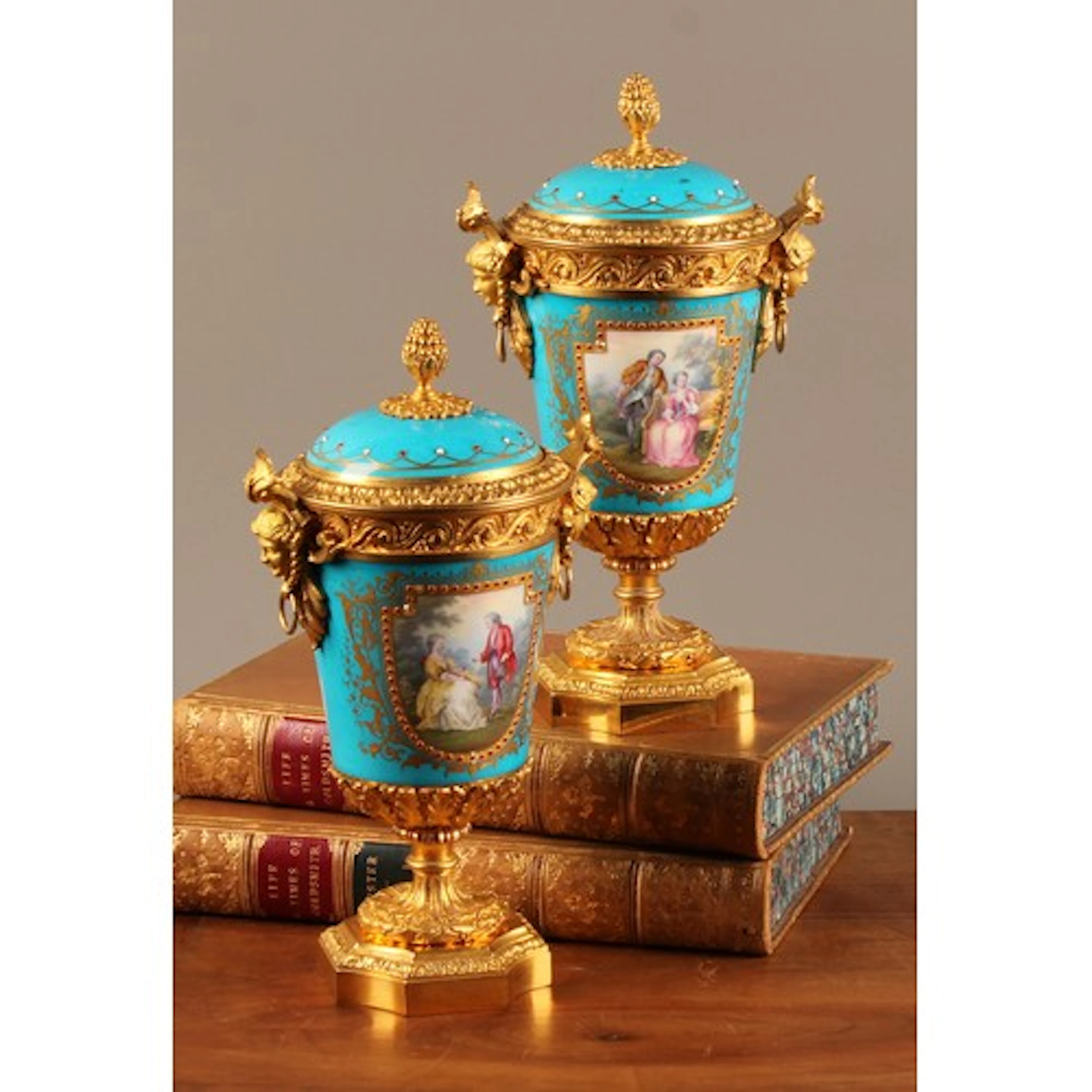 A pair of 19th Century ormolu mounted Sevres pedestal vases ...