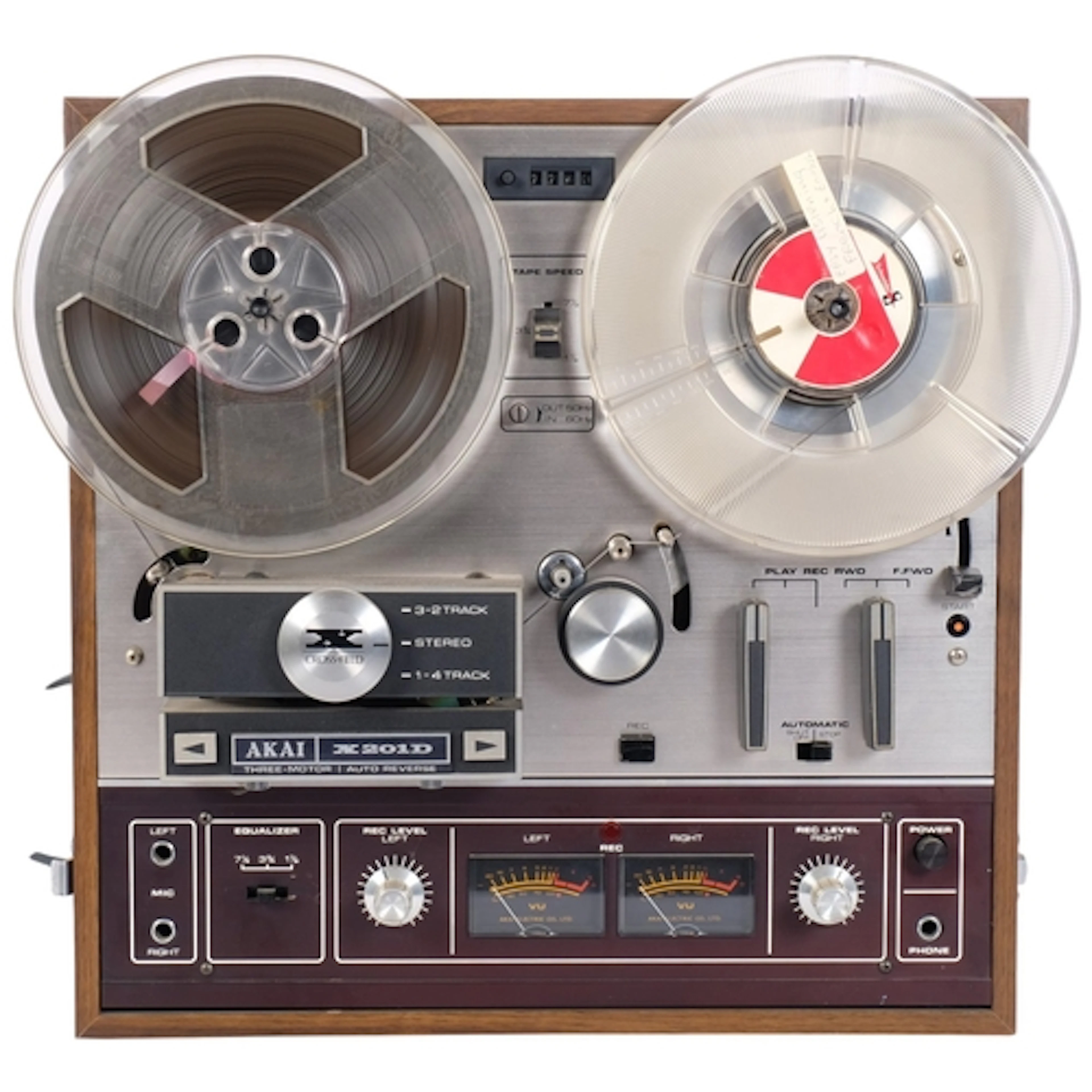 An Akai X201D 3-motor reel-to-reel deck