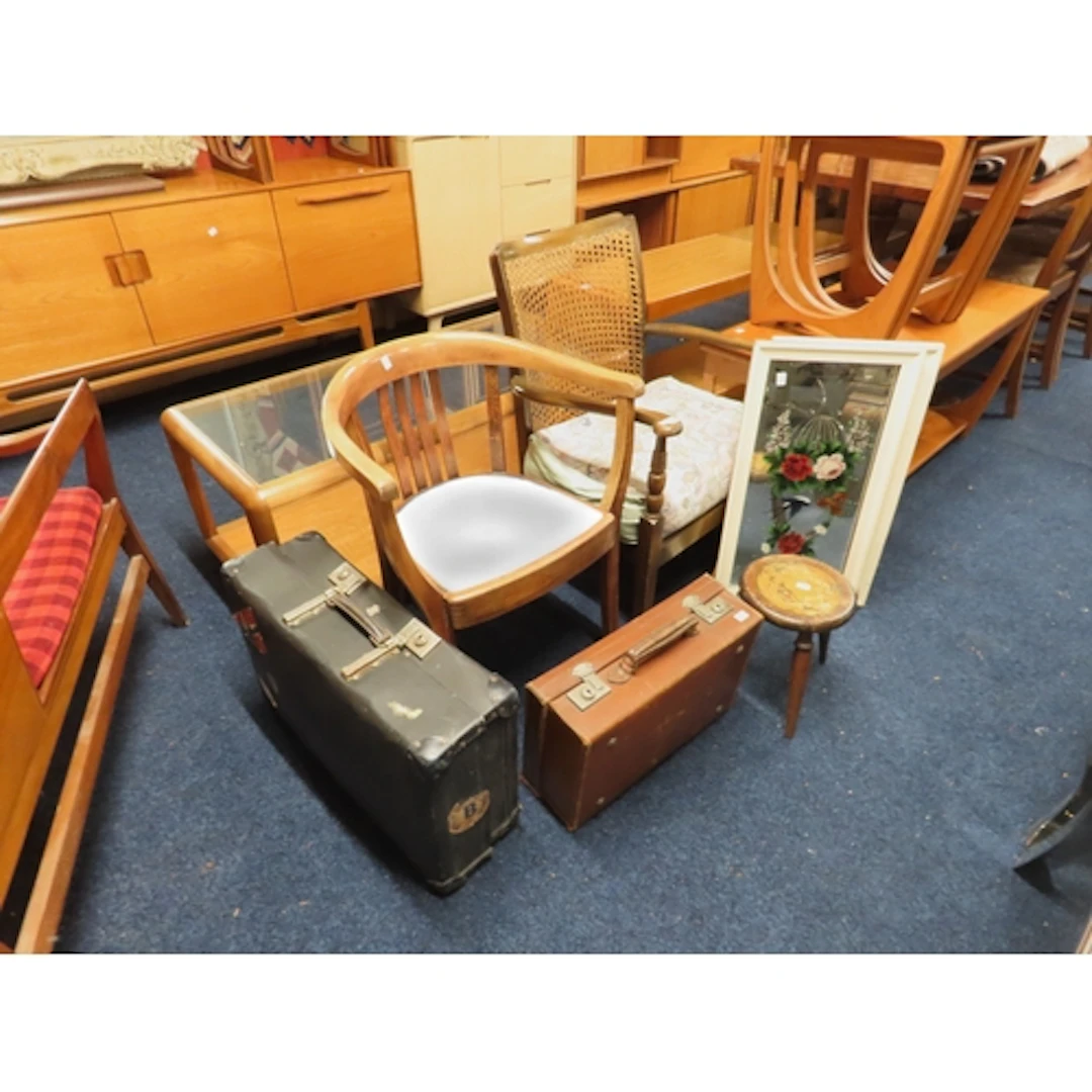 A mixed lot to include bergere armchair, tub armchair, small...