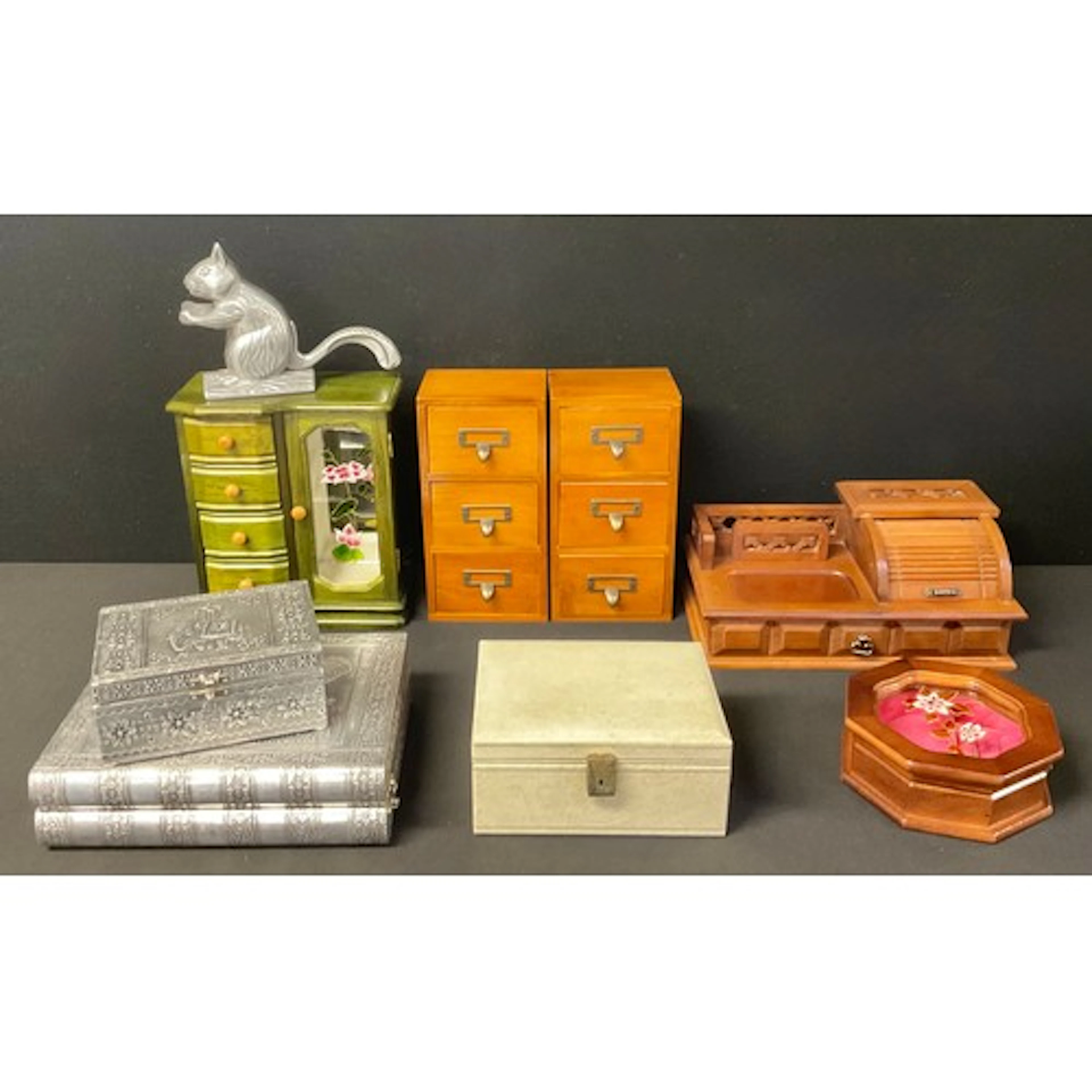 A novelty nutcracker as a squirrel; assorted jewellery boxes...
