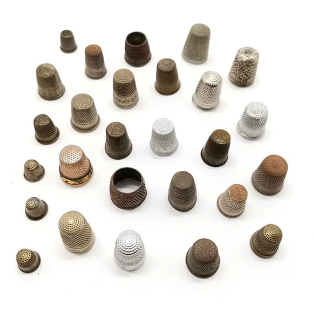 Qty of mostly antique thimbles inc forget-me-not, toledo, re...
