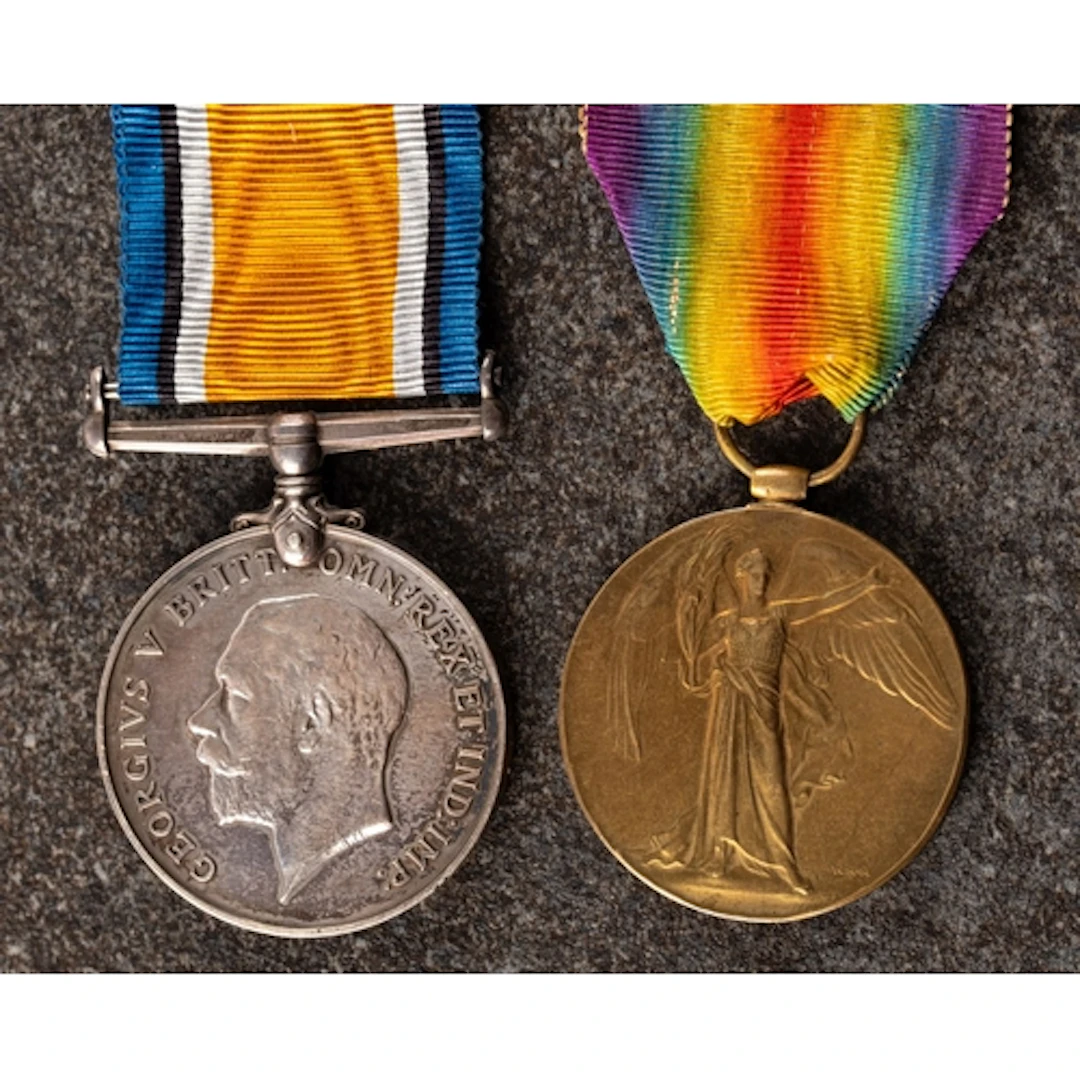 A WWI pair to '103863 Pte H Worrall RAMC' War Medal and Vict...