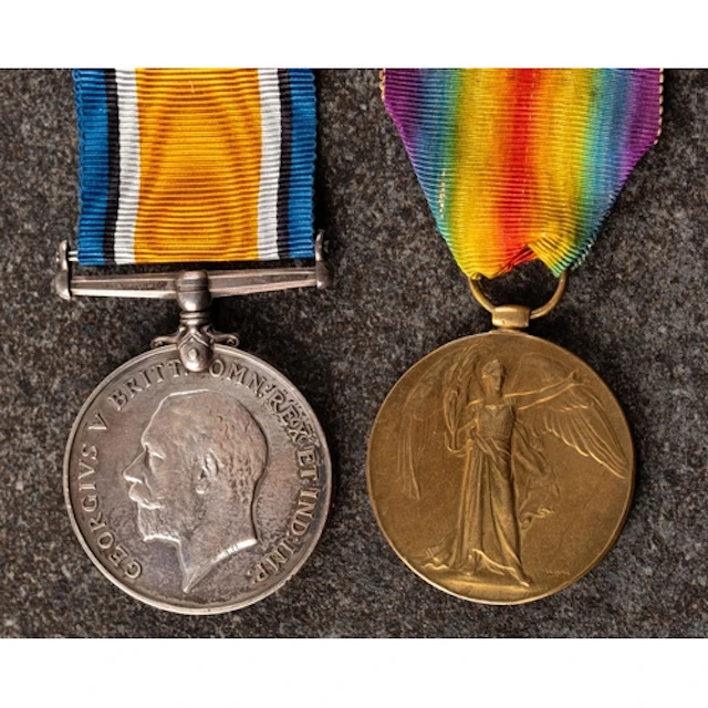 A WWI pair to '103863 Pte H Worrall RAMC' War Medal and Vict...