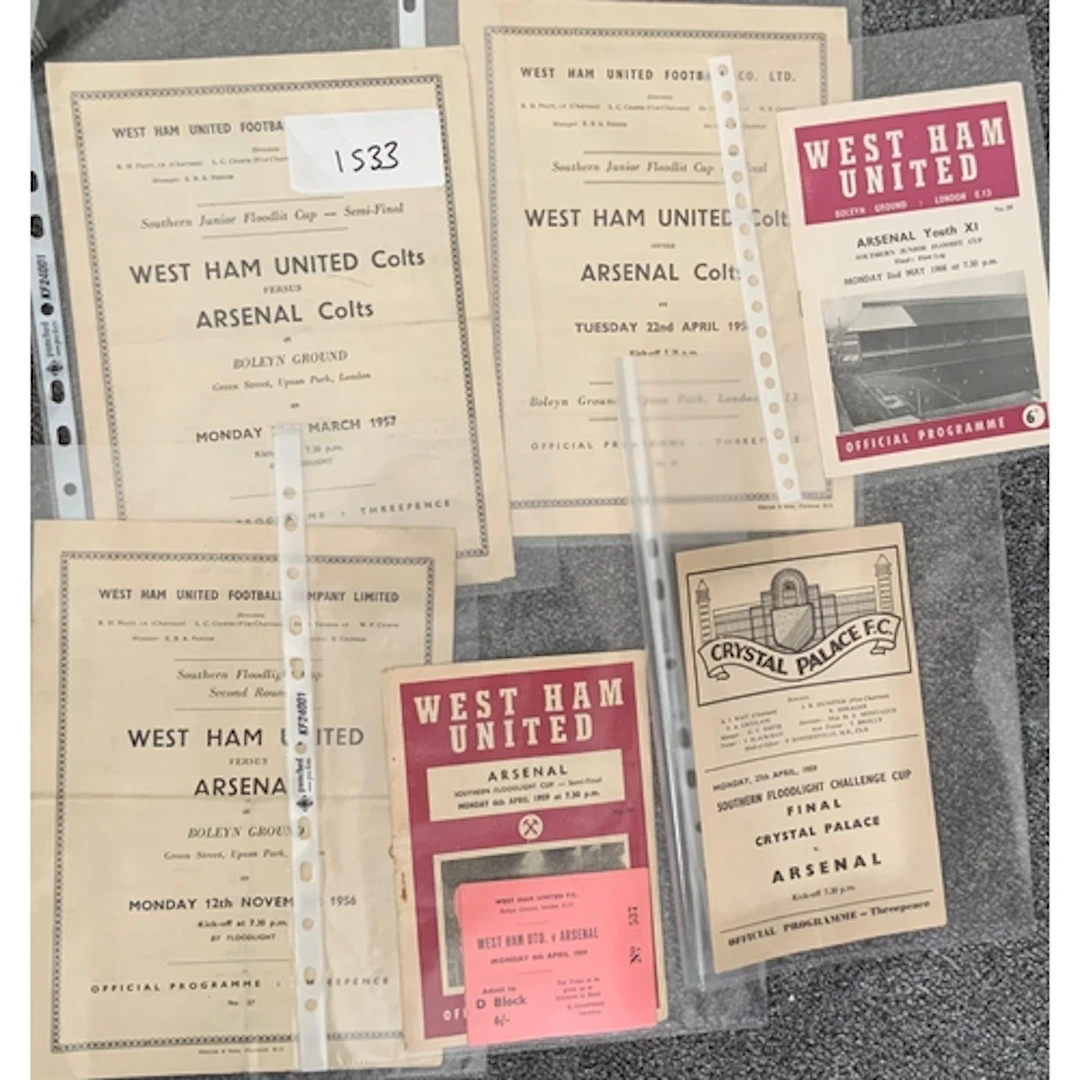 Arsenal Away SJFC + Southern Floodlit Football Programmes: S...