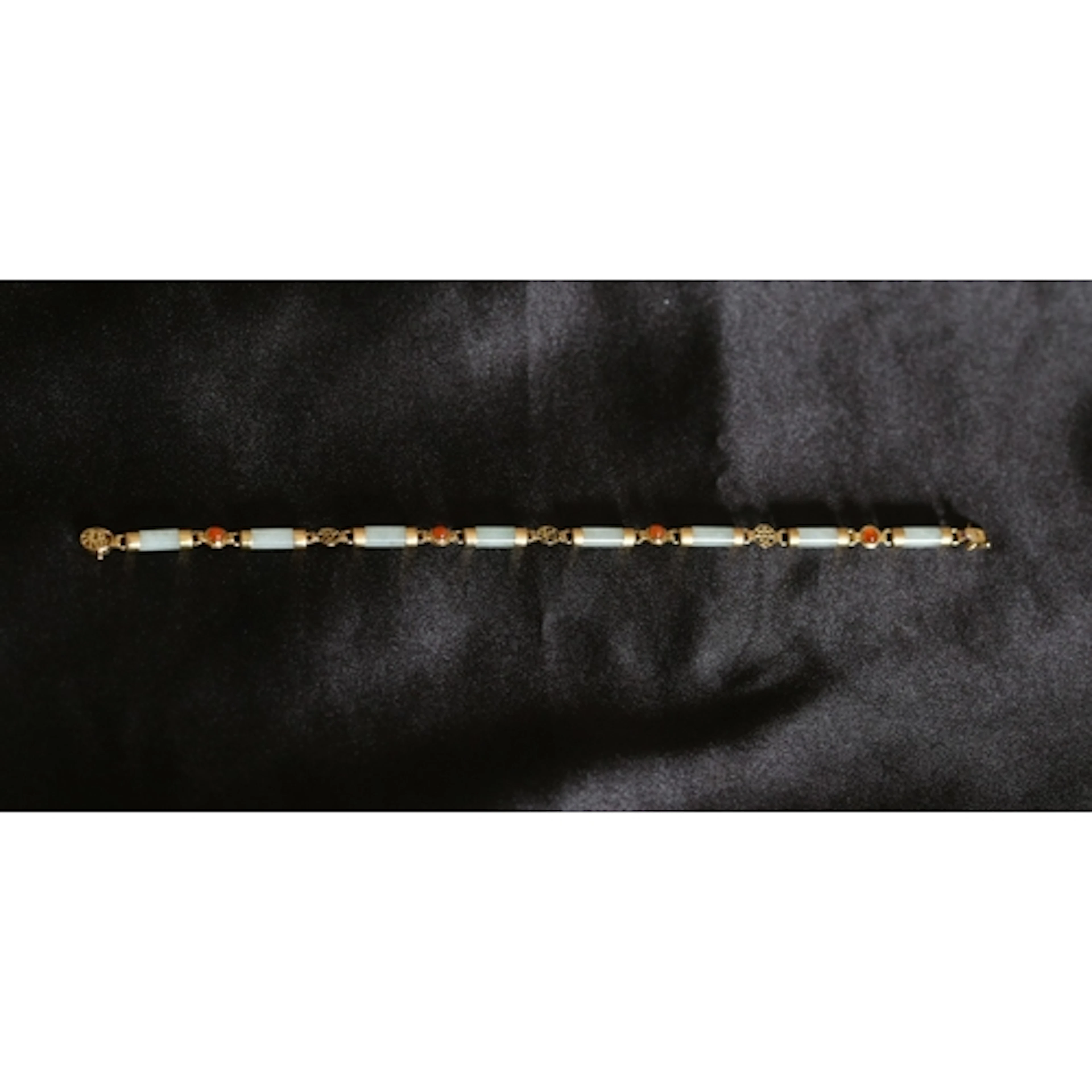 Attractively Detailed Jade Bar Set Bracelet with Further Car...