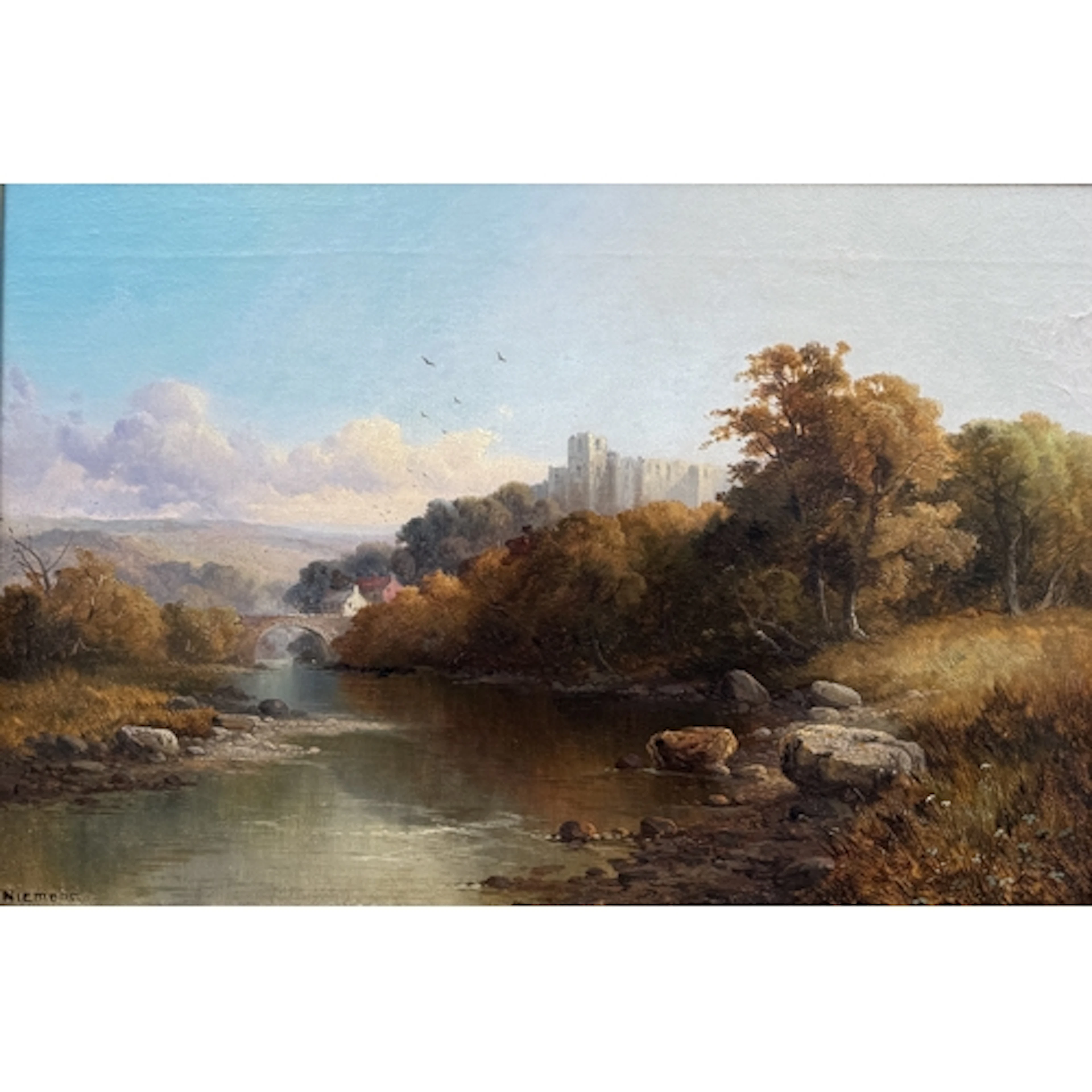 EDGAR JOHN NIEMANN (BRITISH 1813-1876): RIVER VALLEY WITH CA...