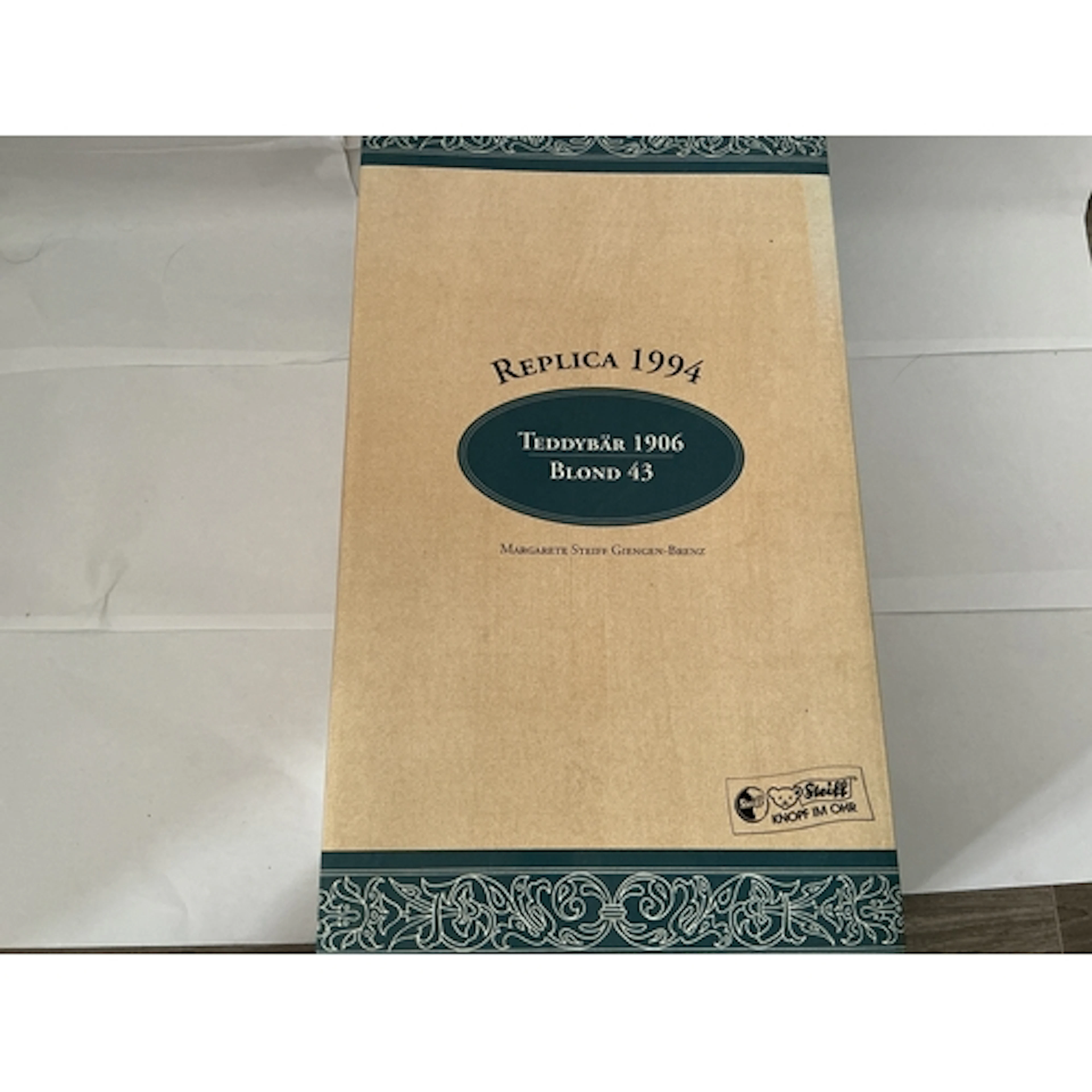 A Boxed 1994 Replica of 1906 Blond 43 Steiff Teddy Bear. No ...