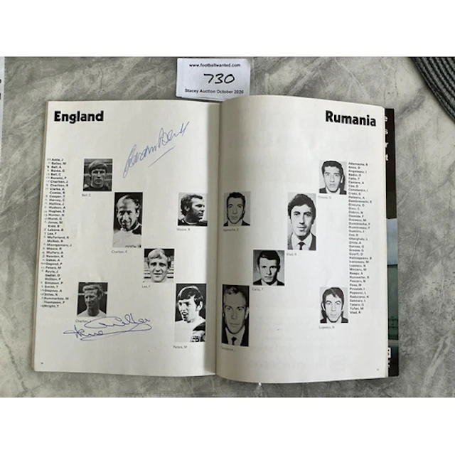 England 1970 World Cup Signed Football Programme: Official r...