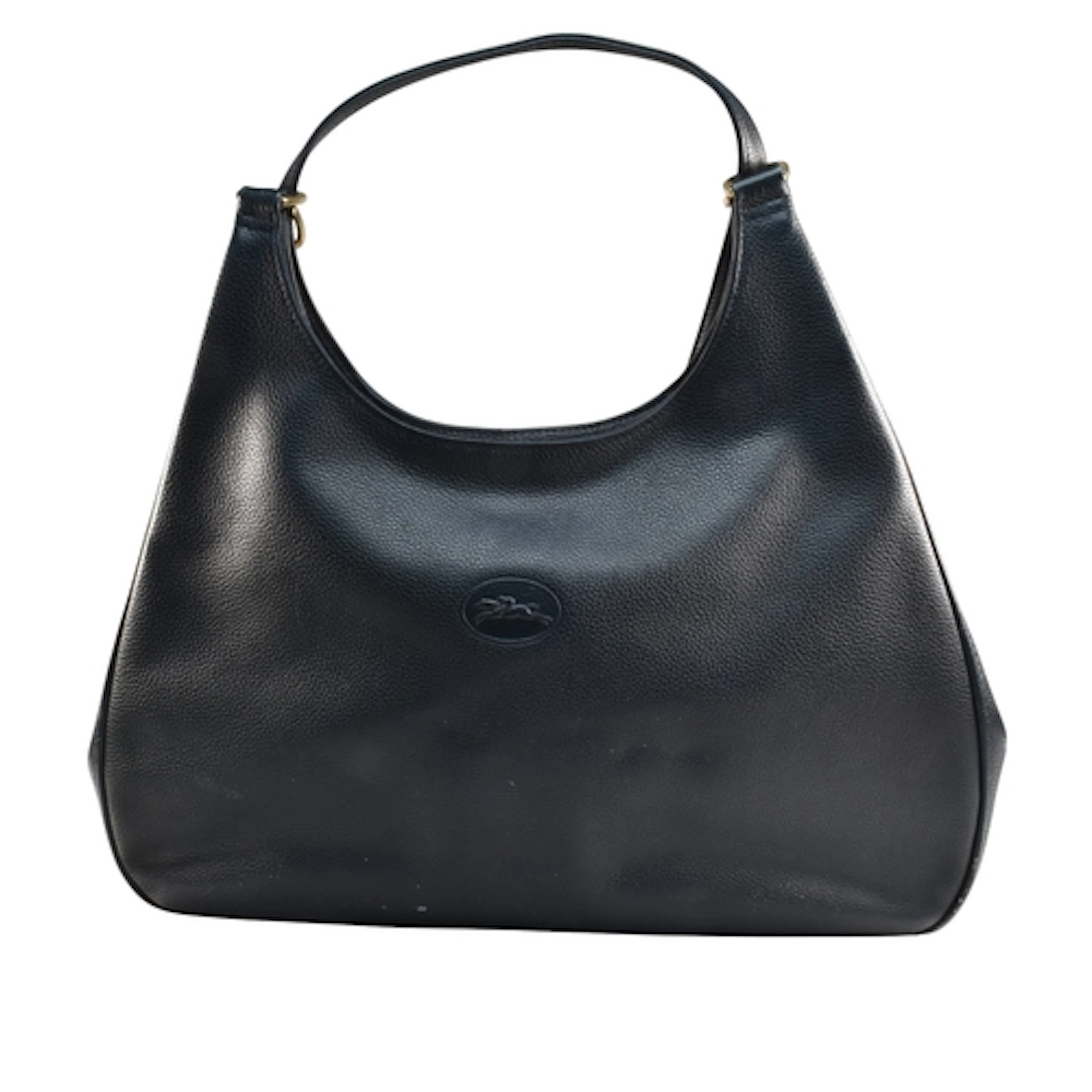 A Longchamp navy leather handbag. The Longchamp handbag havi...