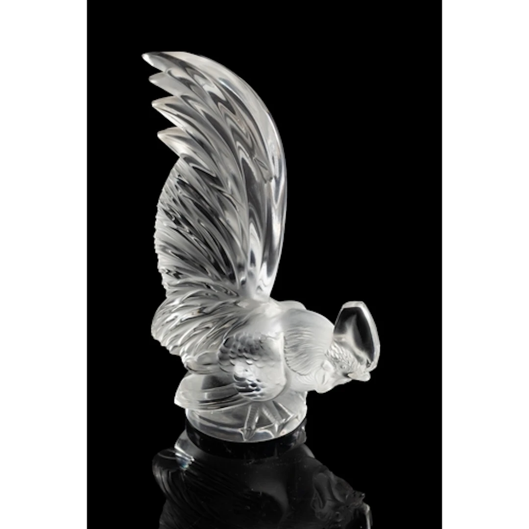 Lalique Cristal Coq Nain car mascot or paperweight in the fo...