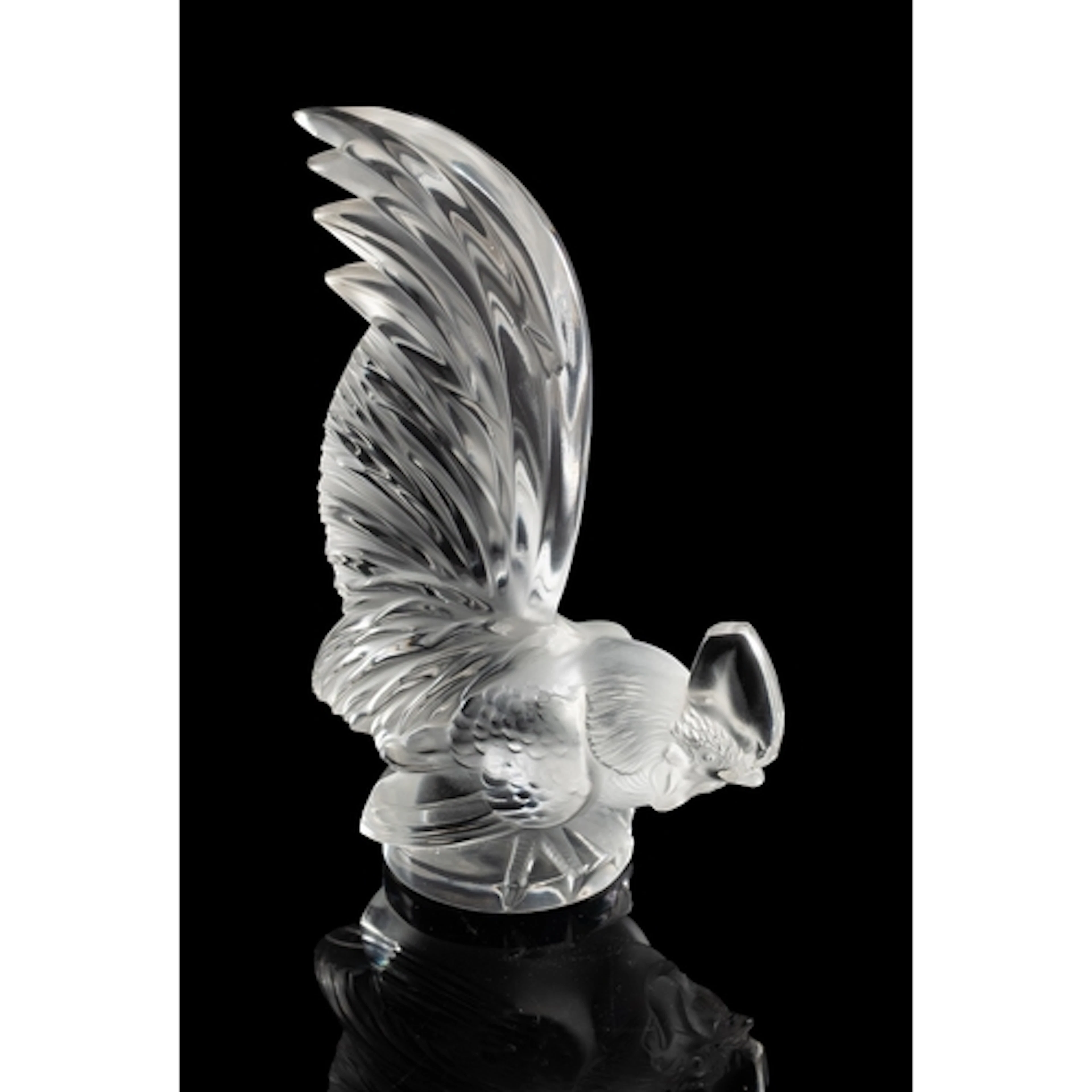 Lalique Cristal Coq Nain car mascot or paperweight in the fo...