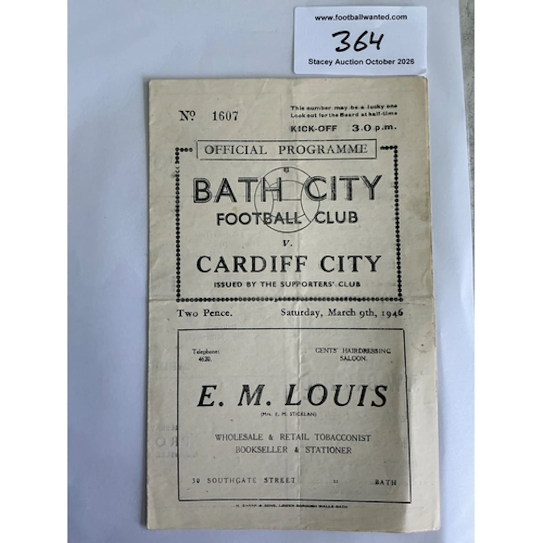 45/46 Bath City v Cardiff City Football Programme: Southern ...