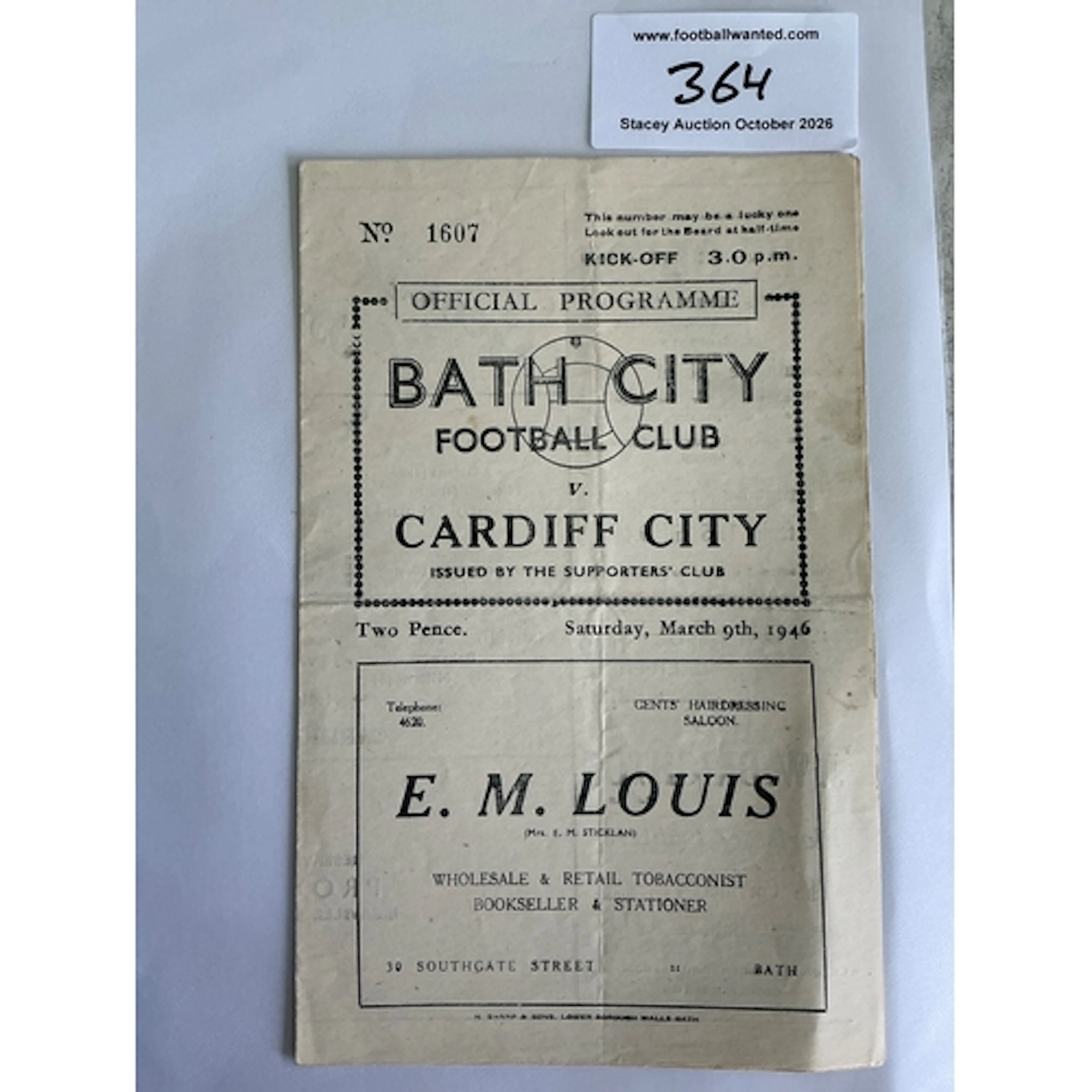 45/46 Bath City v Cardiff City Football Programme: Southern ...