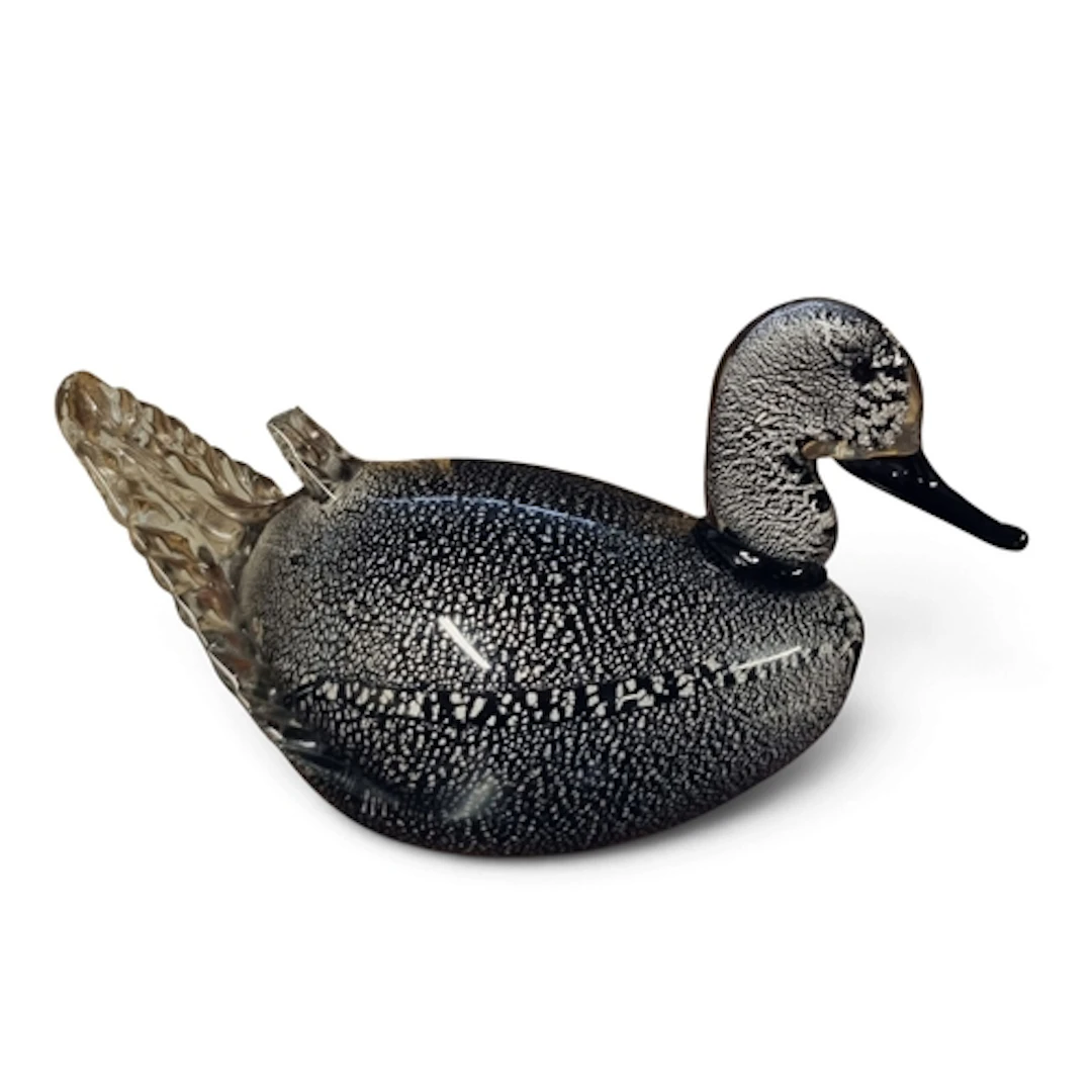 A good glass figure of a Duck, possibly Murano along with a ...