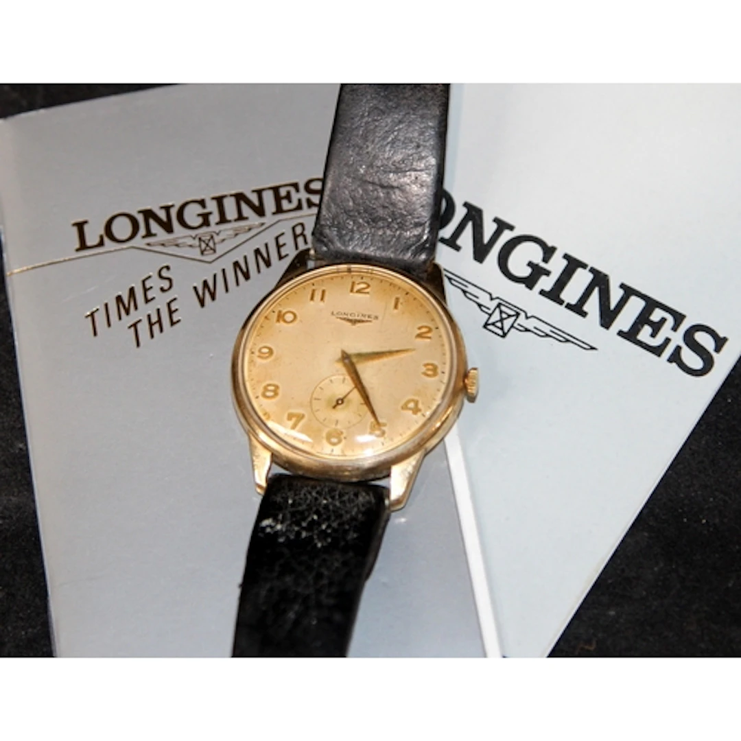 Vintage Longines 9ct gold cased gents manual wind dress watc...