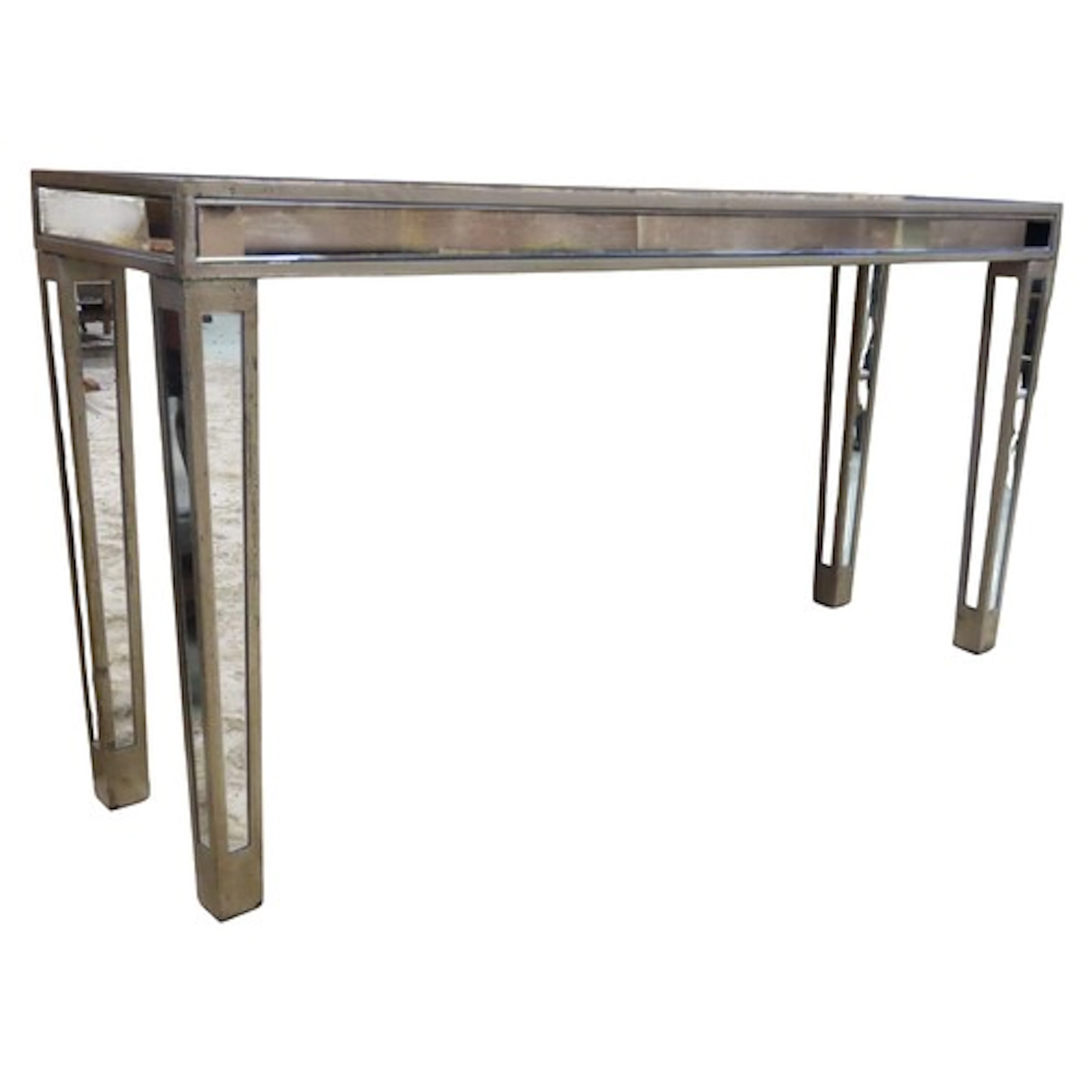 A contemporary mirrored side/hall table on square taper supp...