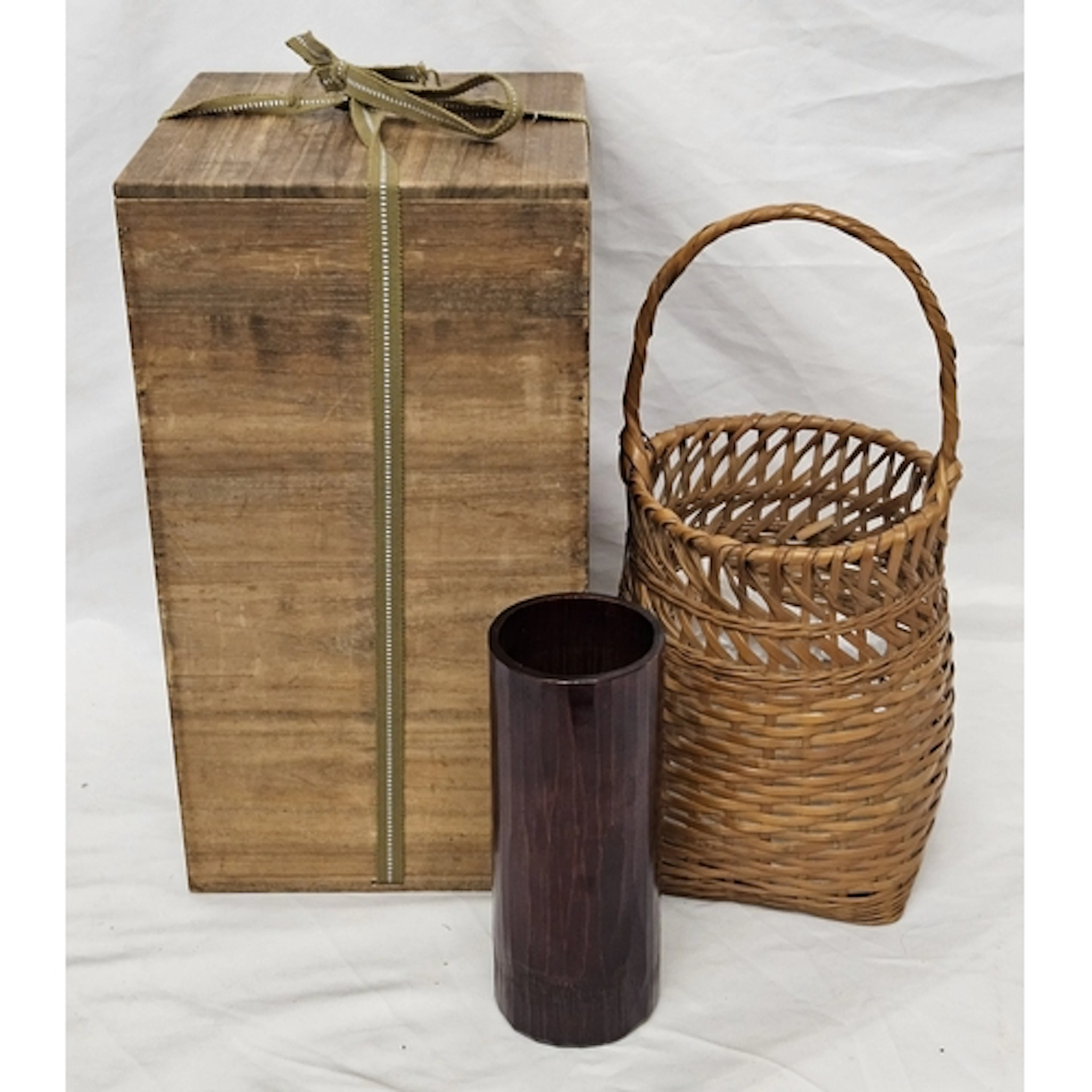Japanese Bamboo Flower Basket by Tanabe Chikuunsai II (1910-...
