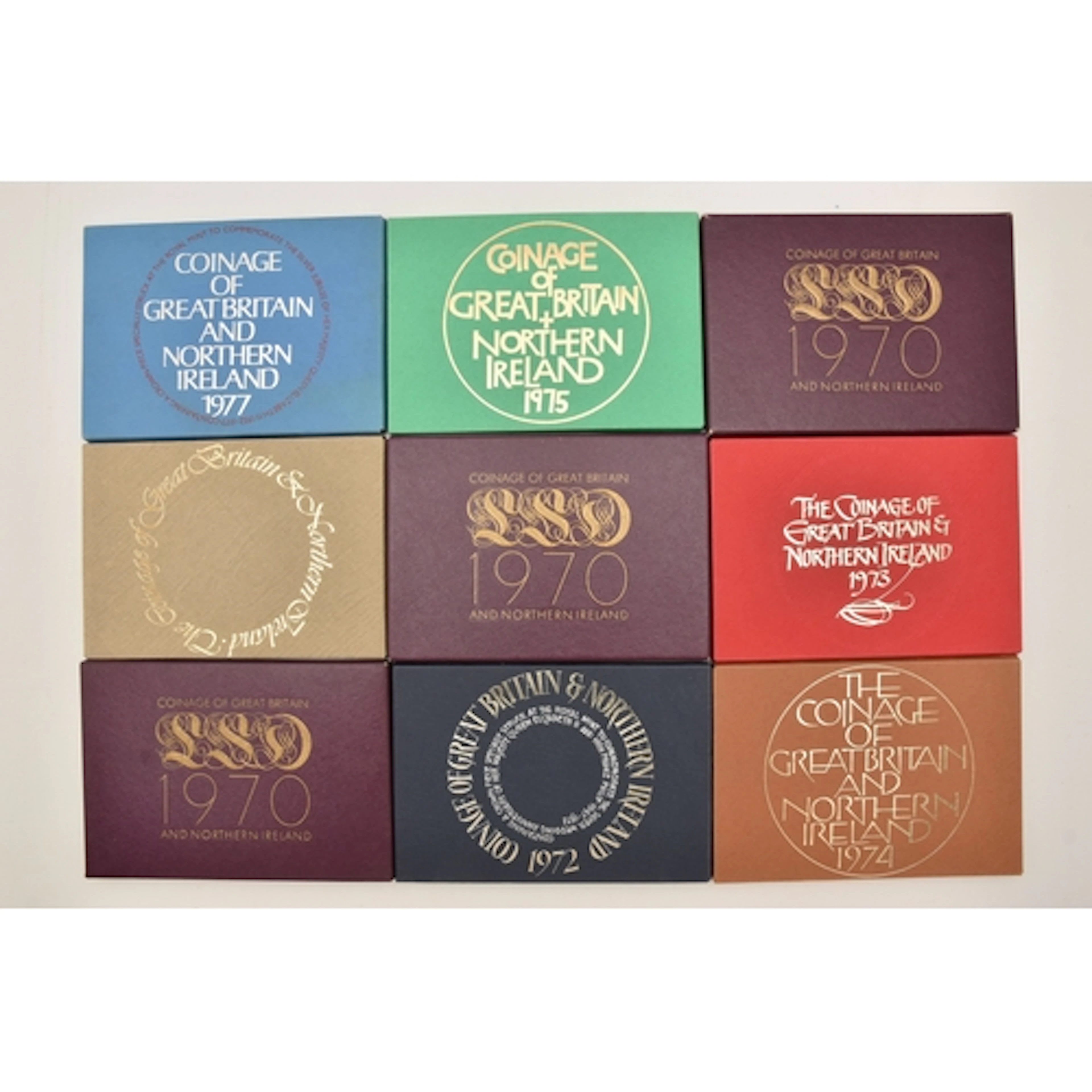 Coinage of Great Britain and Northern Ireland BU sets x9. 3x...