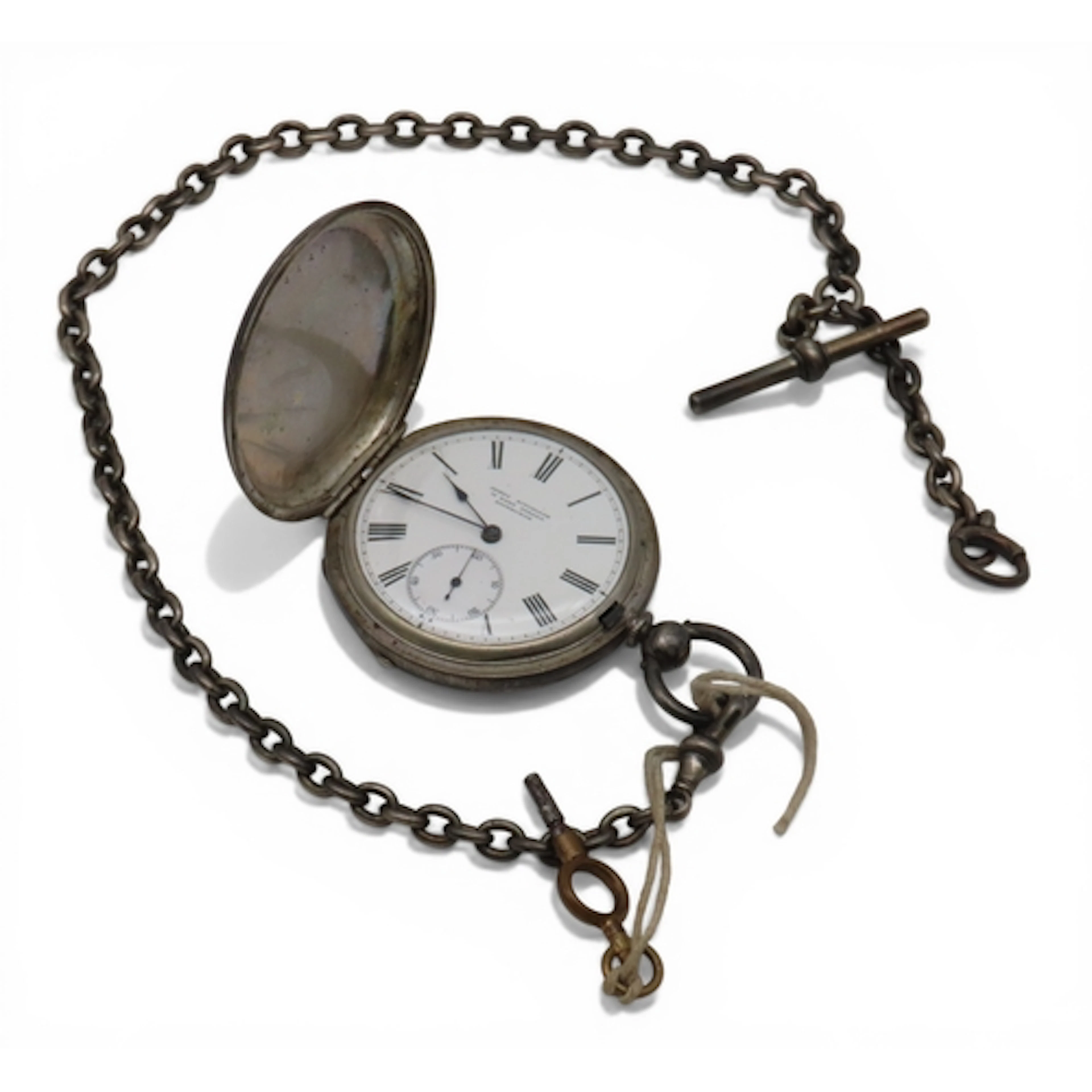 A silver pocket watch, inscribed to the interior 'Robert Hug...
