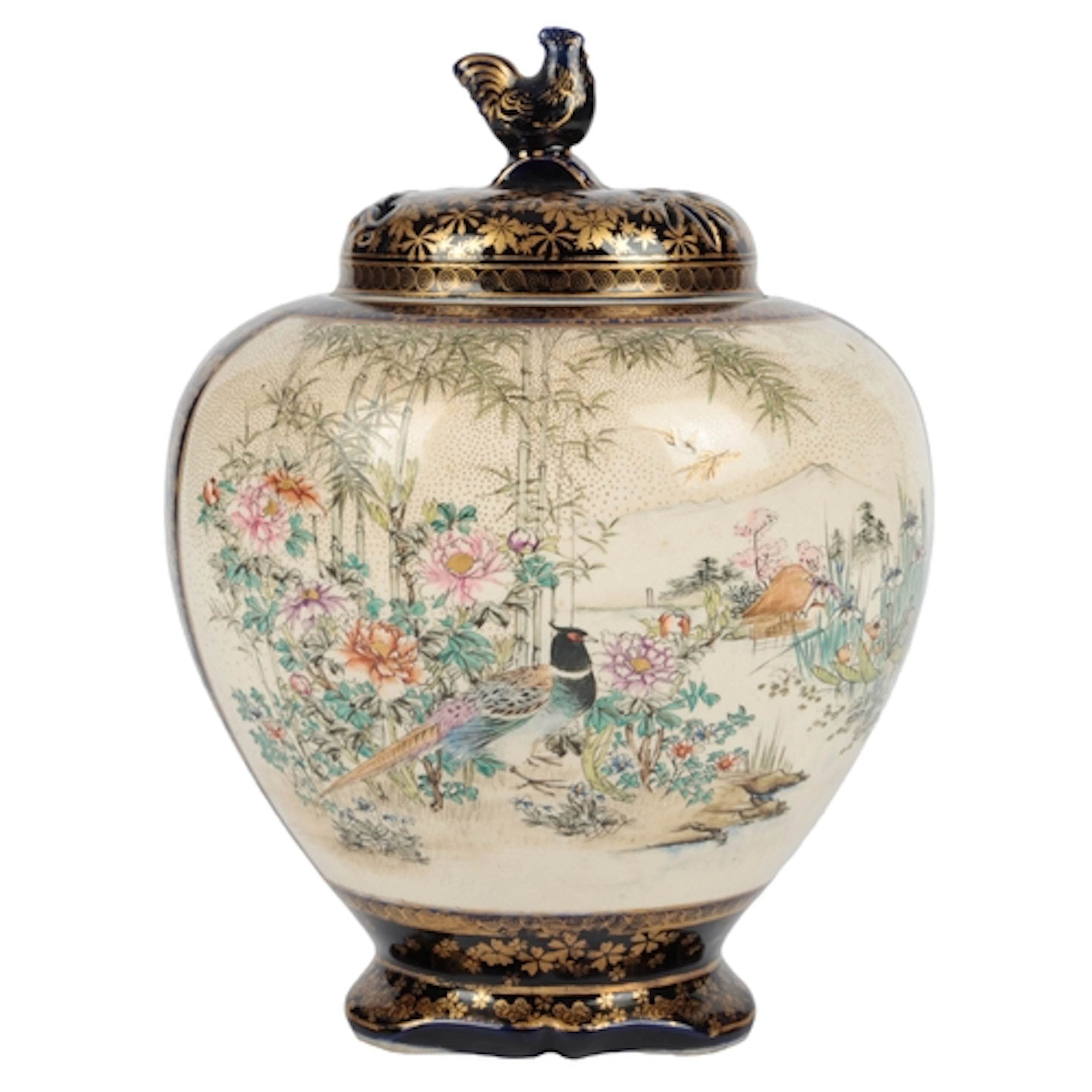 A Japanese Satsuma pottery Koro and cover, early 20th centur...