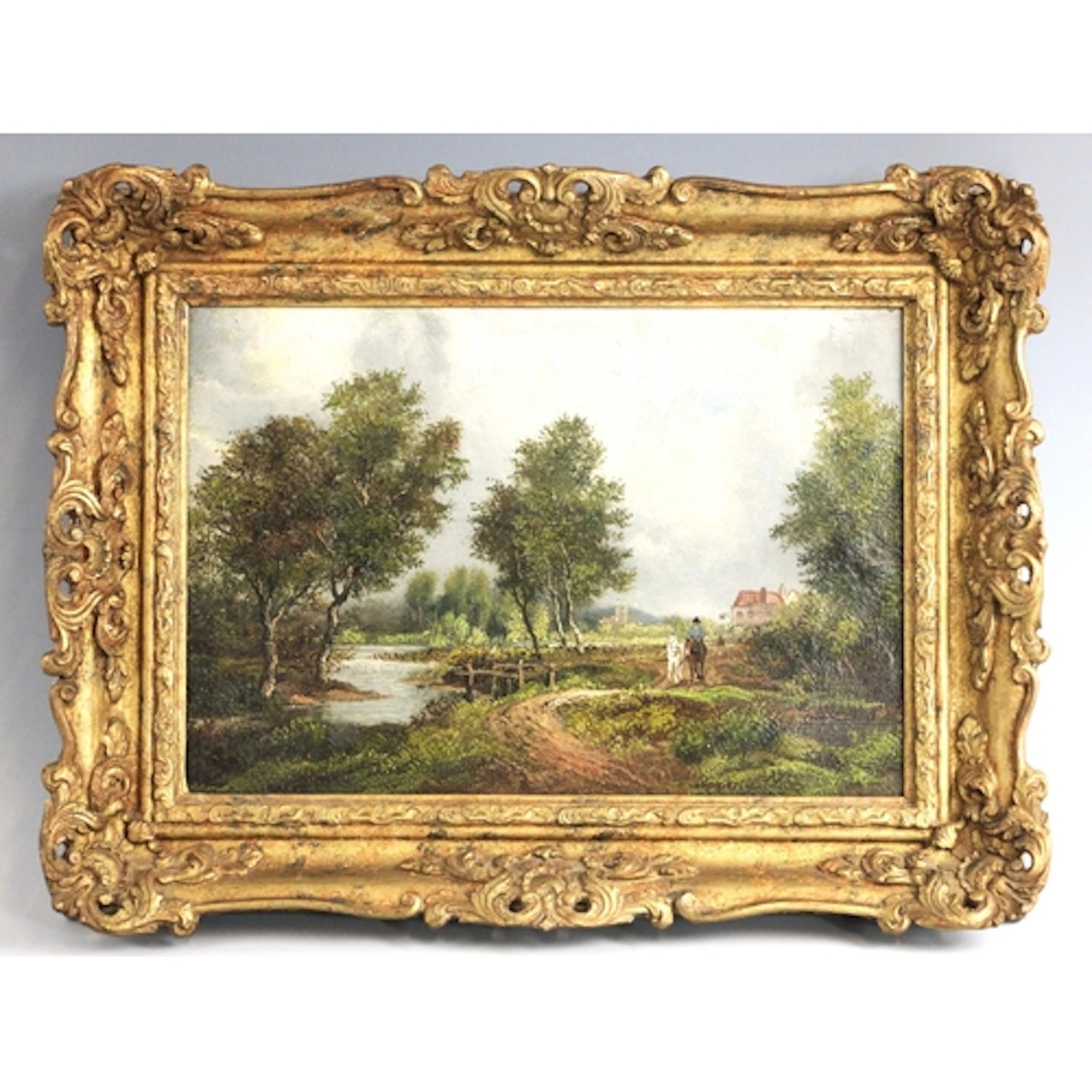 English school (19th century), A mounted figure leading a ...